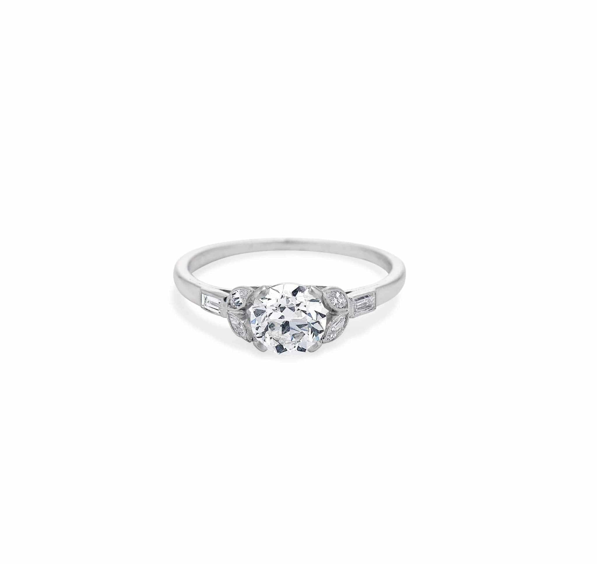 J.E. Caldwell & Co. Art Deco 1.08 Carat Old European Diamond Ring