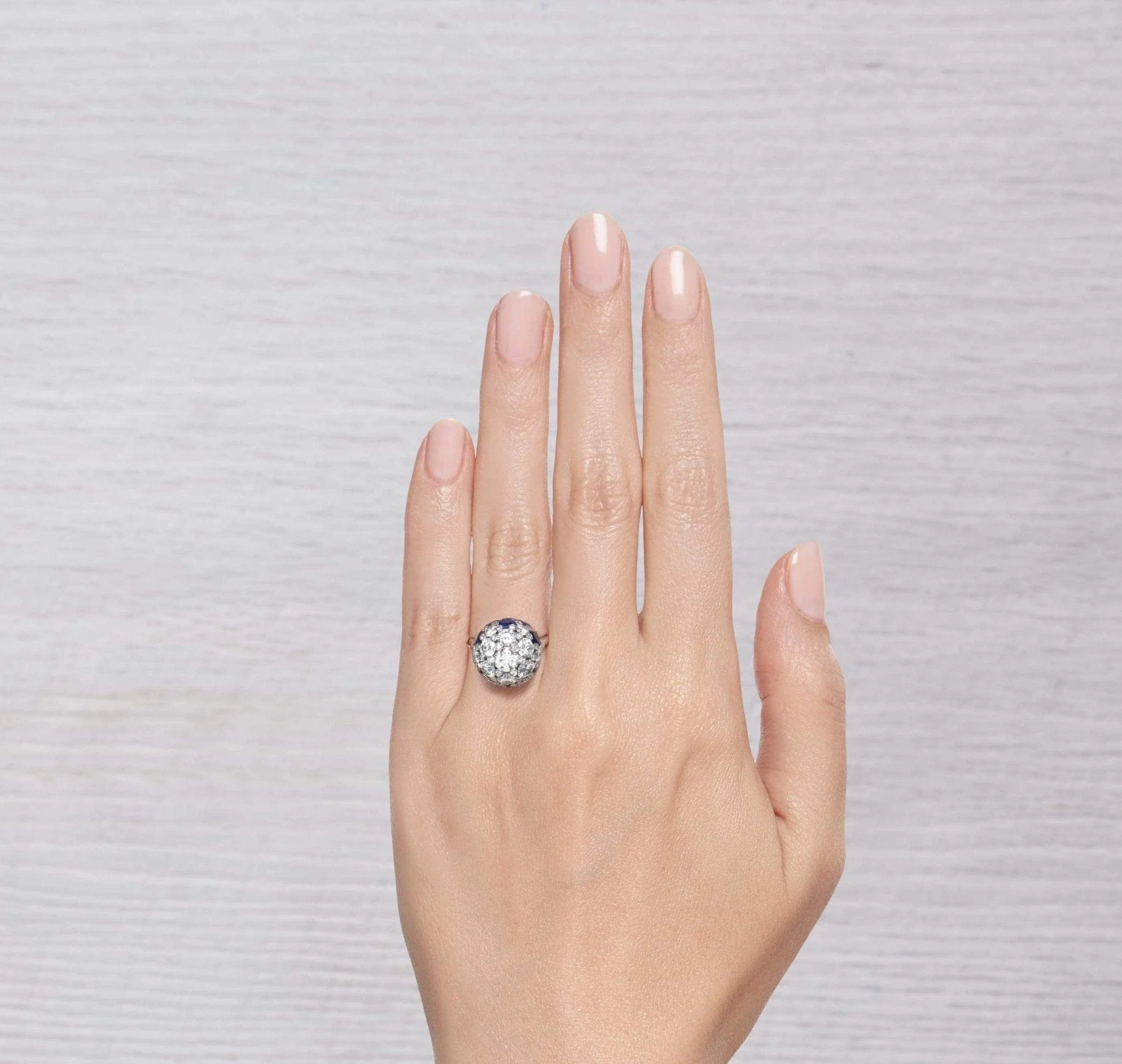 LATE ART DECO DIAMOND AND SAPPHIRE COCKTAIL RING - Image 5