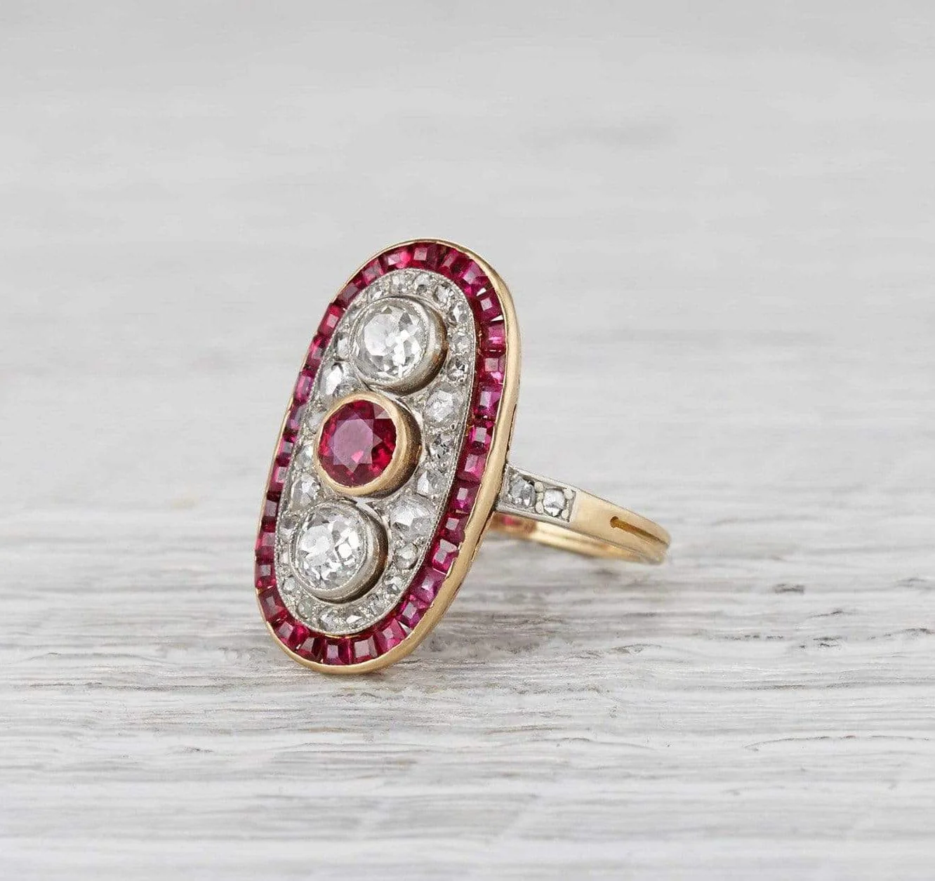 Late Edwardian Three Stone Cluster Ring