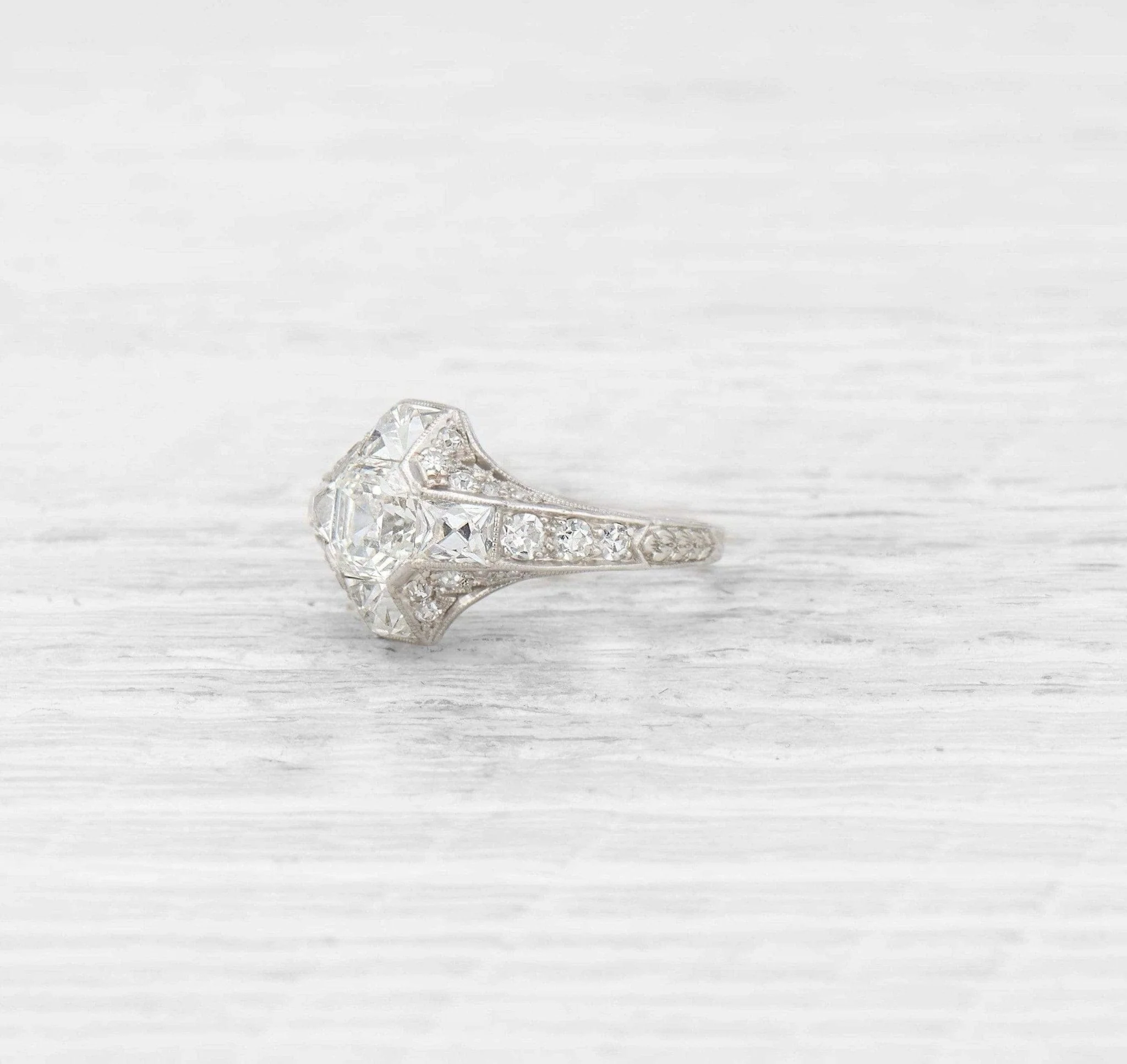 Late Edwardian Tiffany & Co. Asscher-Cut Diamond Engagement Ring