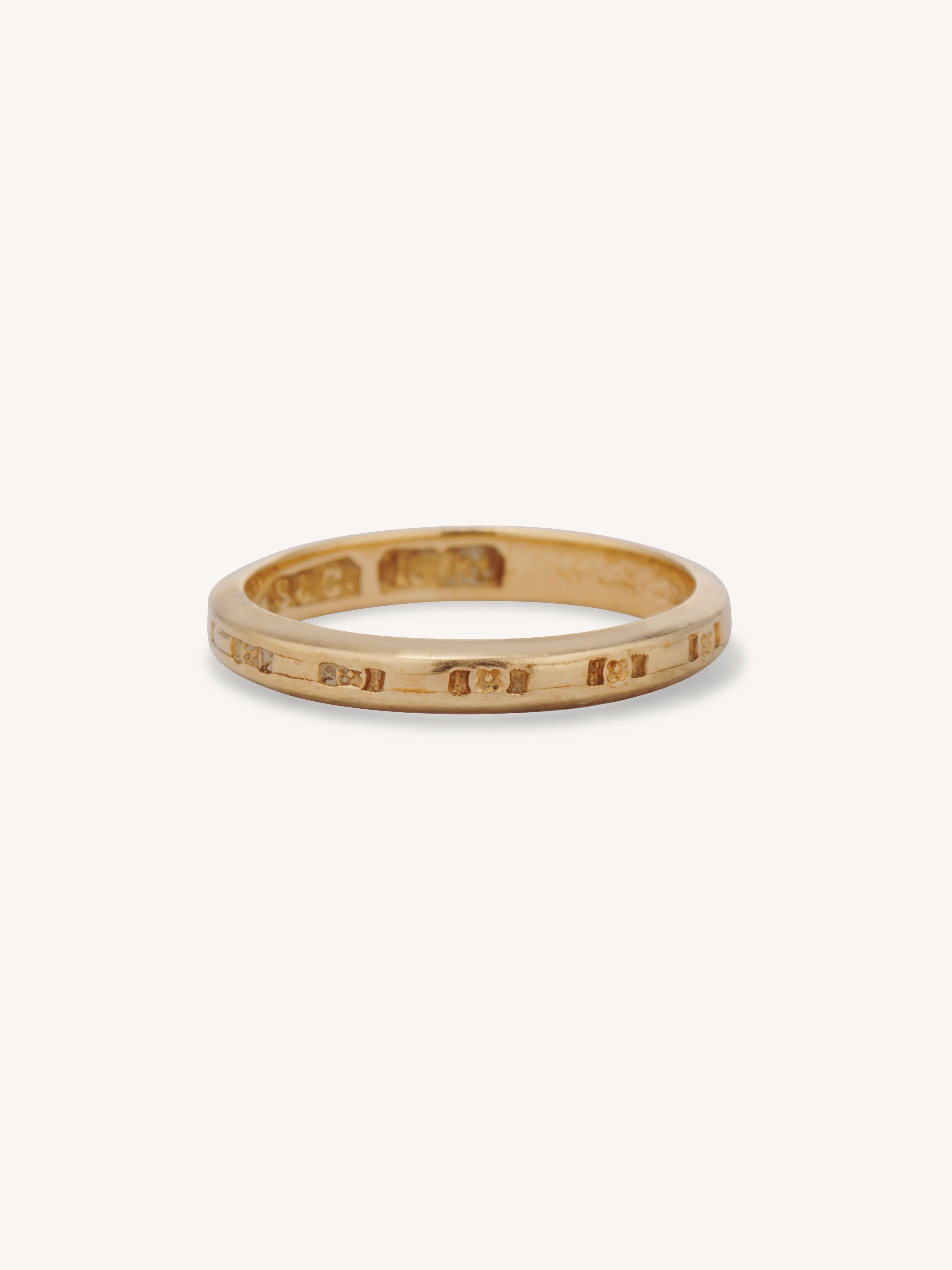 Late Victorian 18k Yellow Gold Antique Engraved Band, Netherlands - Size 5.5