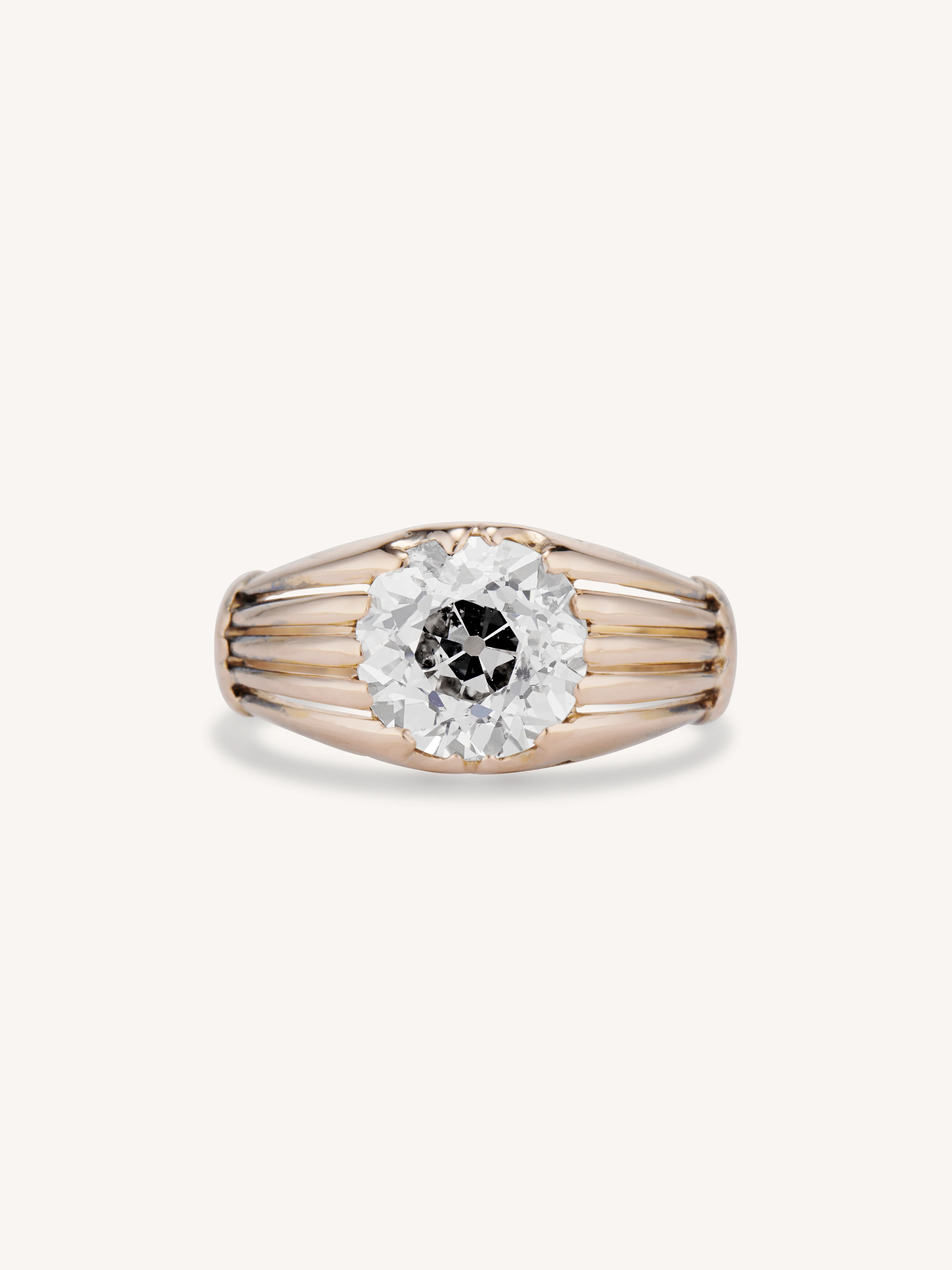 Late Victorian 2.42 Carat Old European Cut Diamond Bold Antique Engagement Ring