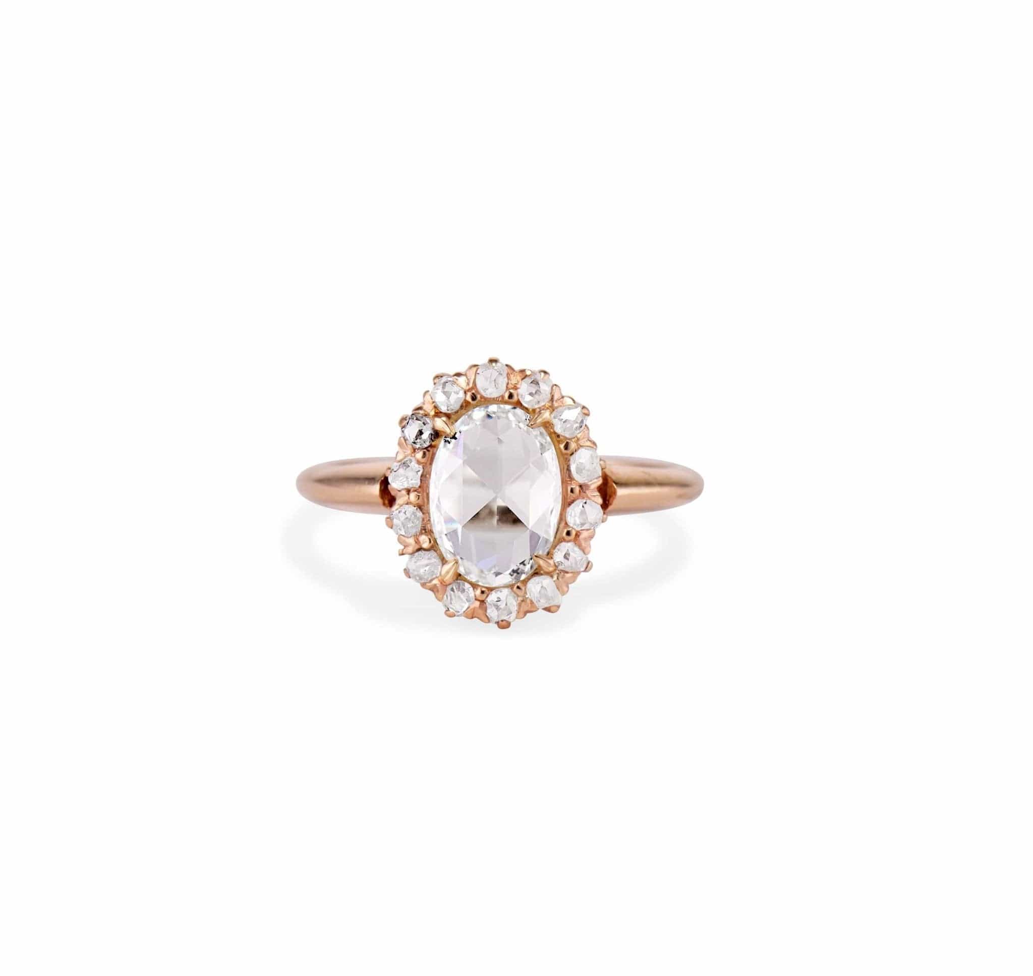 Late Victorian .91 Carat Oval Rose Cut Diamond Engagement Ring, America
