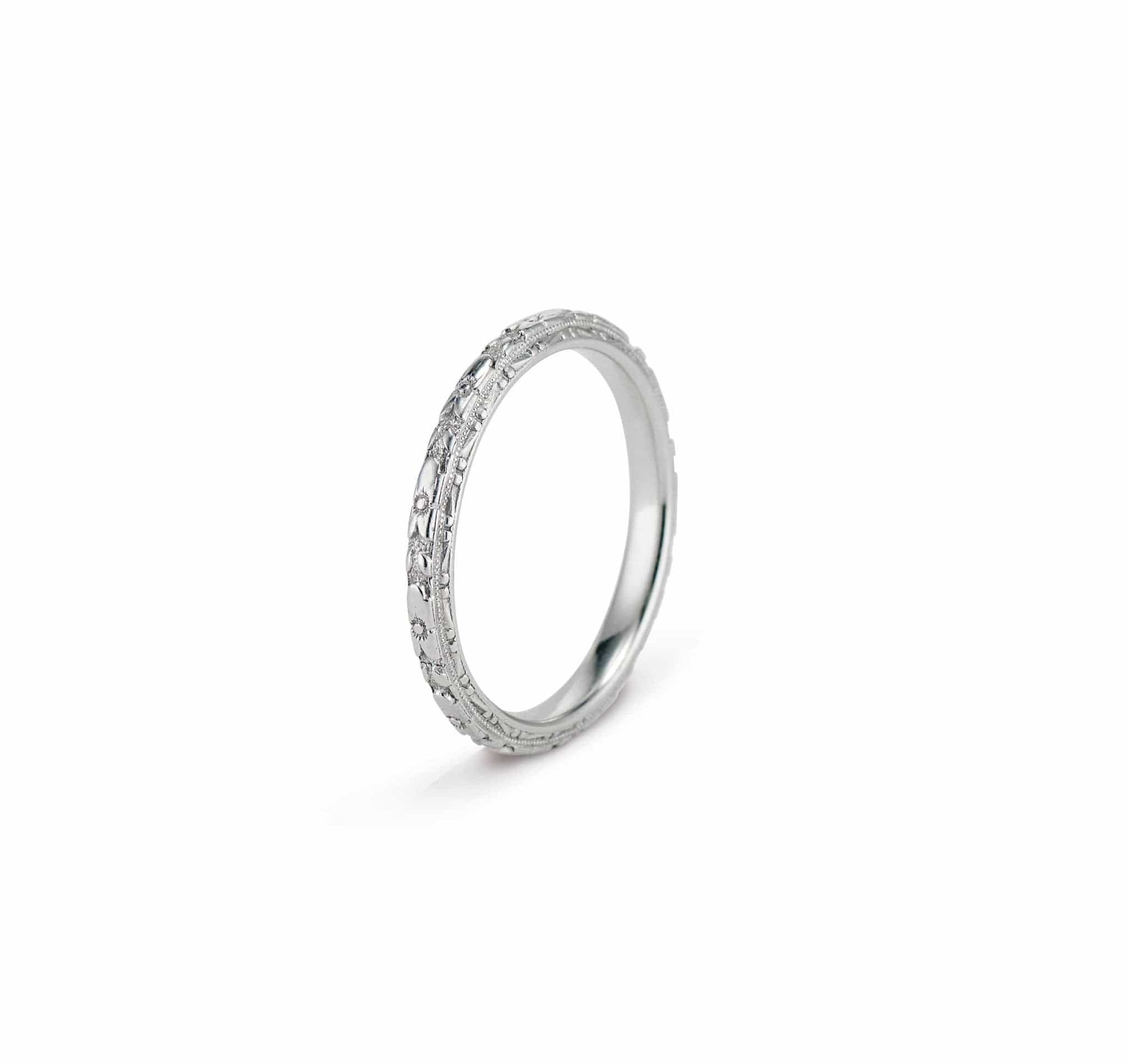 Art Deco Lohengrin White Gold Engraved Band - Image 3
