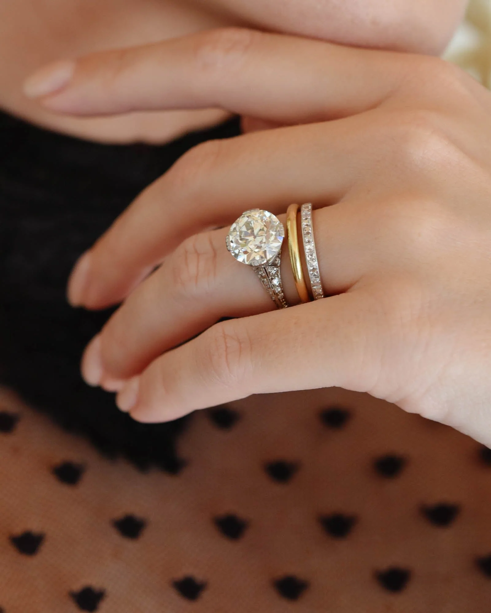 Art Deco Marcus & Co. 4.94 Carat Transitional Cut Diamond Engagement Ring - Image 3