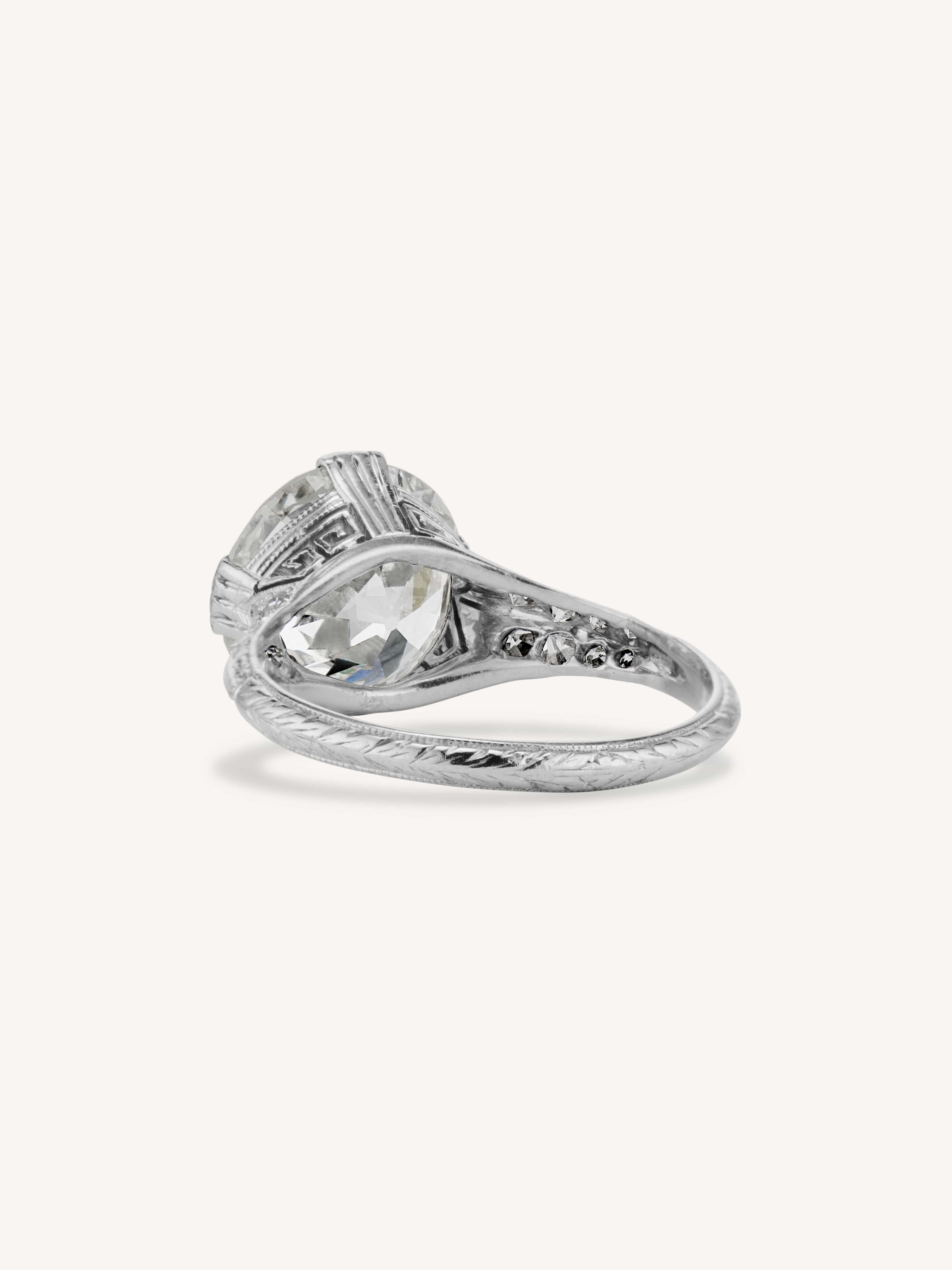 Art Deco Marcus & Co. 4.94 Carat Transitional Cut Diamond Engagement Ring - Image 5
