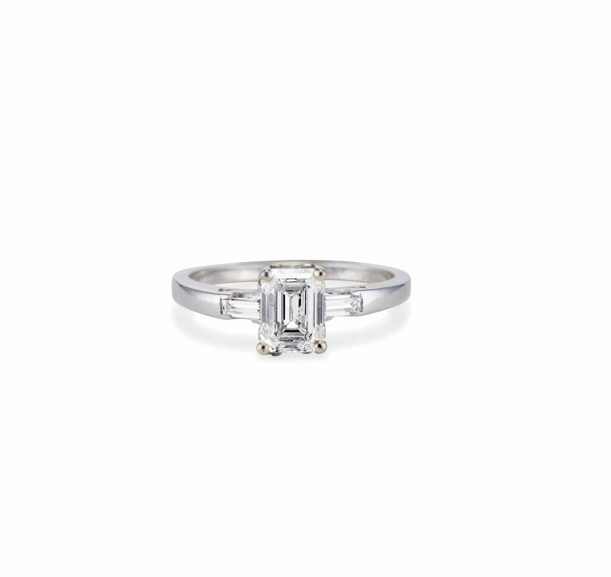 Mid-Century 1.00 Emerald-Cut Diamond Engagement Ring