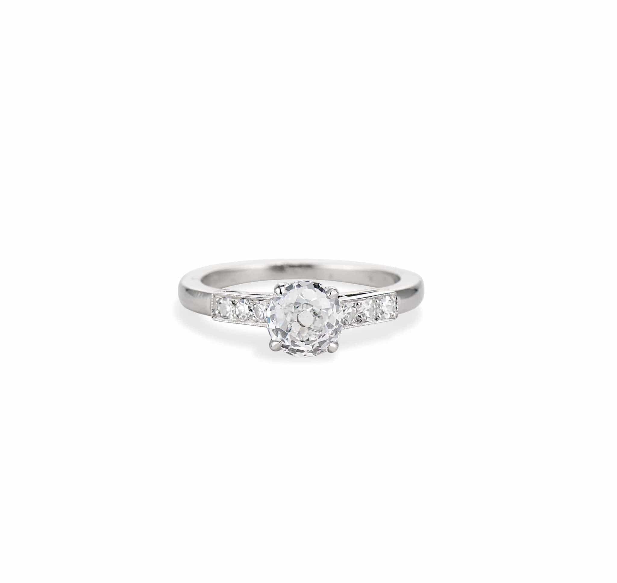 Mid-Century 1.13 Carat Old European Diamond Engagement Ring