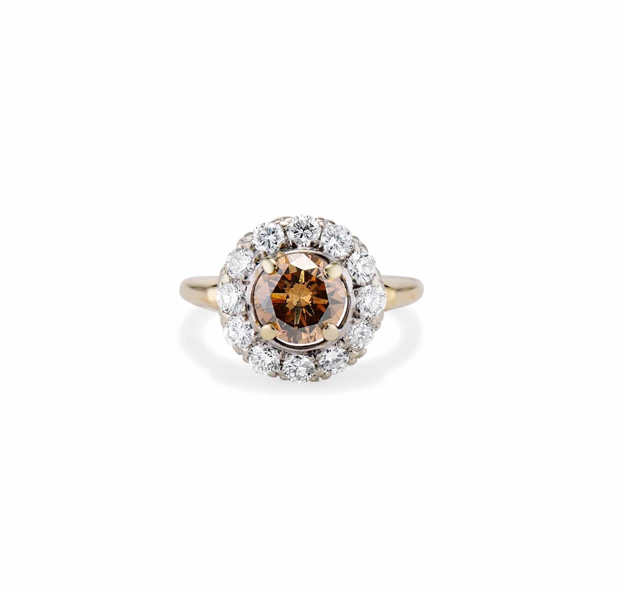 Mid Century 1.14 Carat Champagne Diamond Cluster