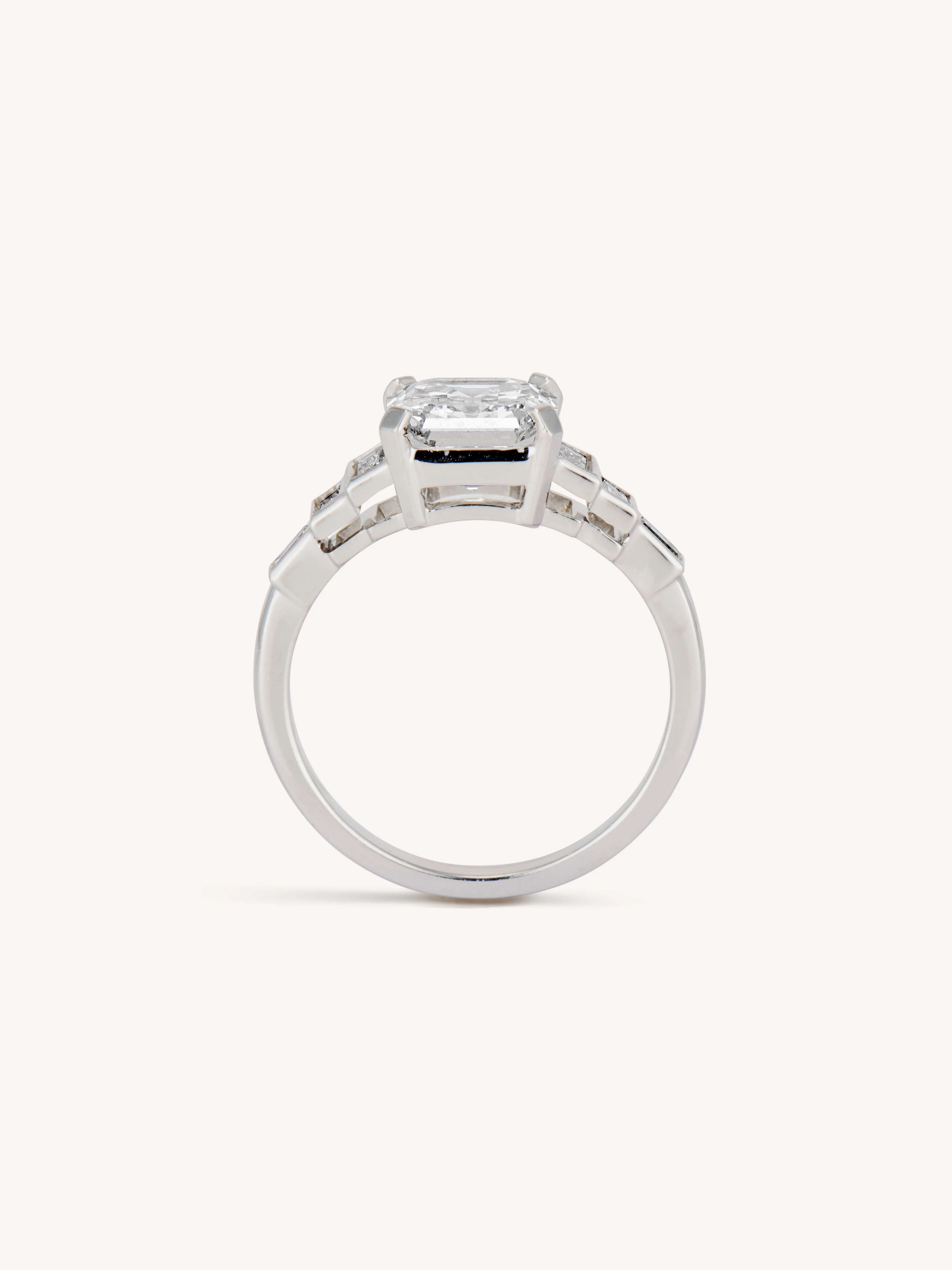 Midcentury 2.24 Carat Square Emerald Cut Vintage Diamond Engagement Ring - Image 5