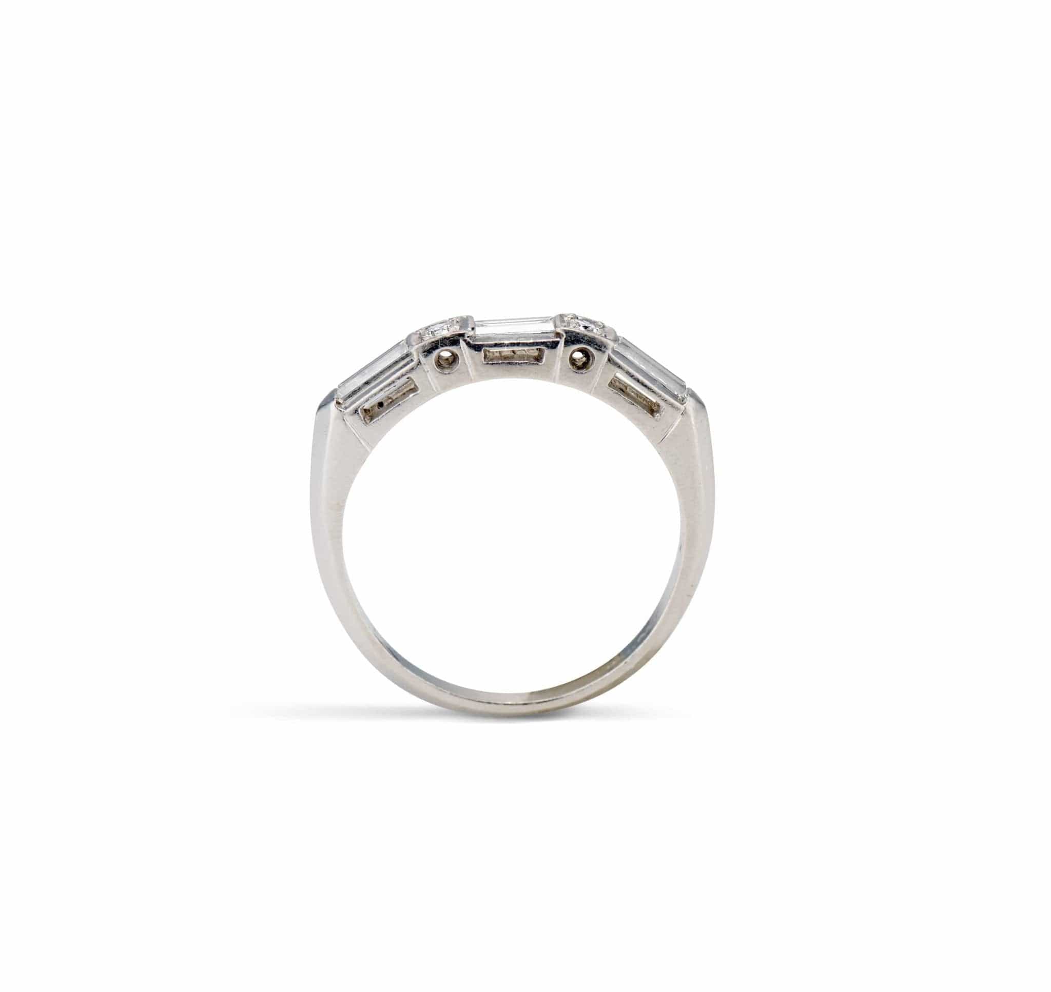 Mid-Century Baguette and Transitional Cut Diamond Half Band - Image 4