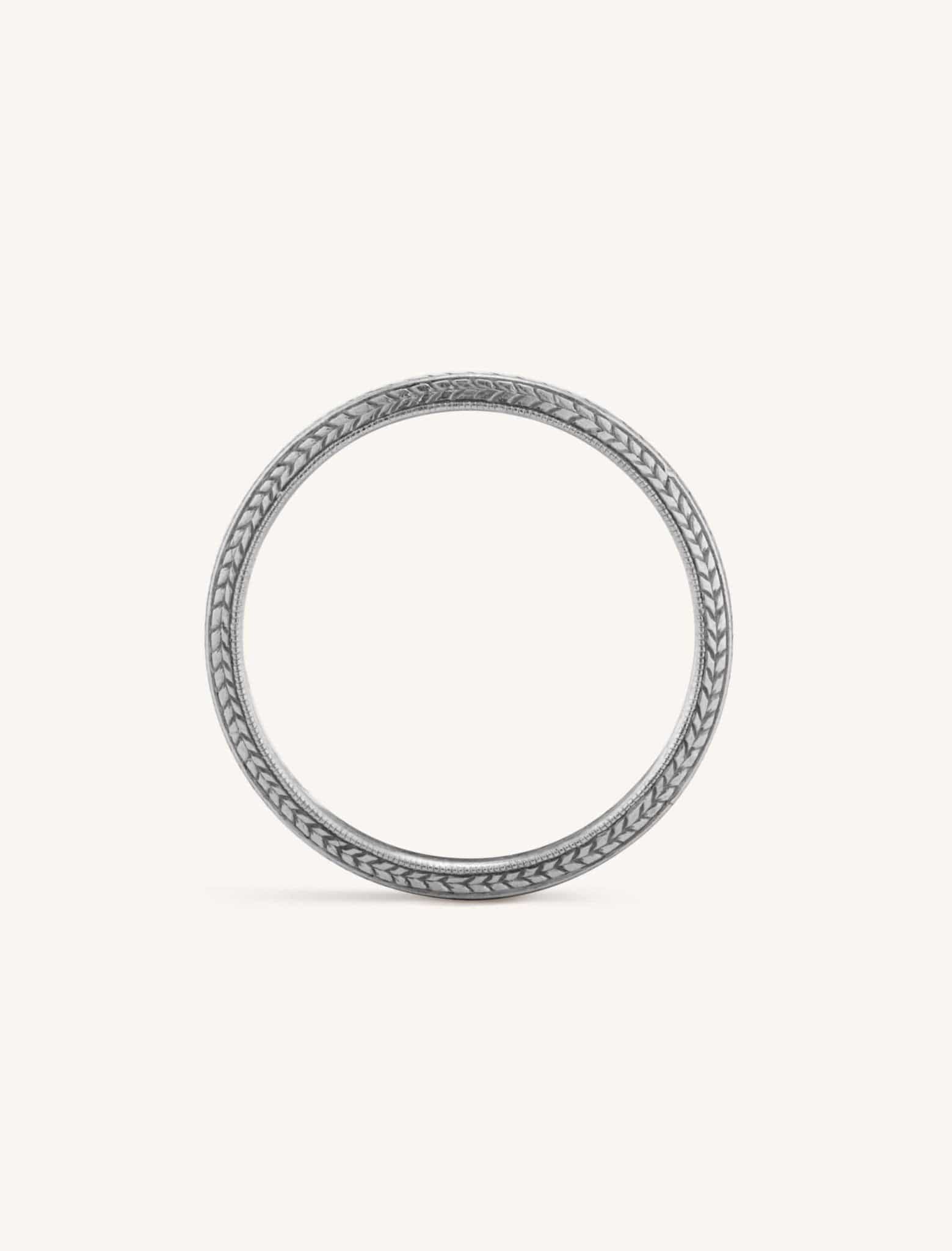 Hirsch & Oppenheimer Midcentury Engraved Platinum Wedding Band, Chicago, Size 5 - Image 3