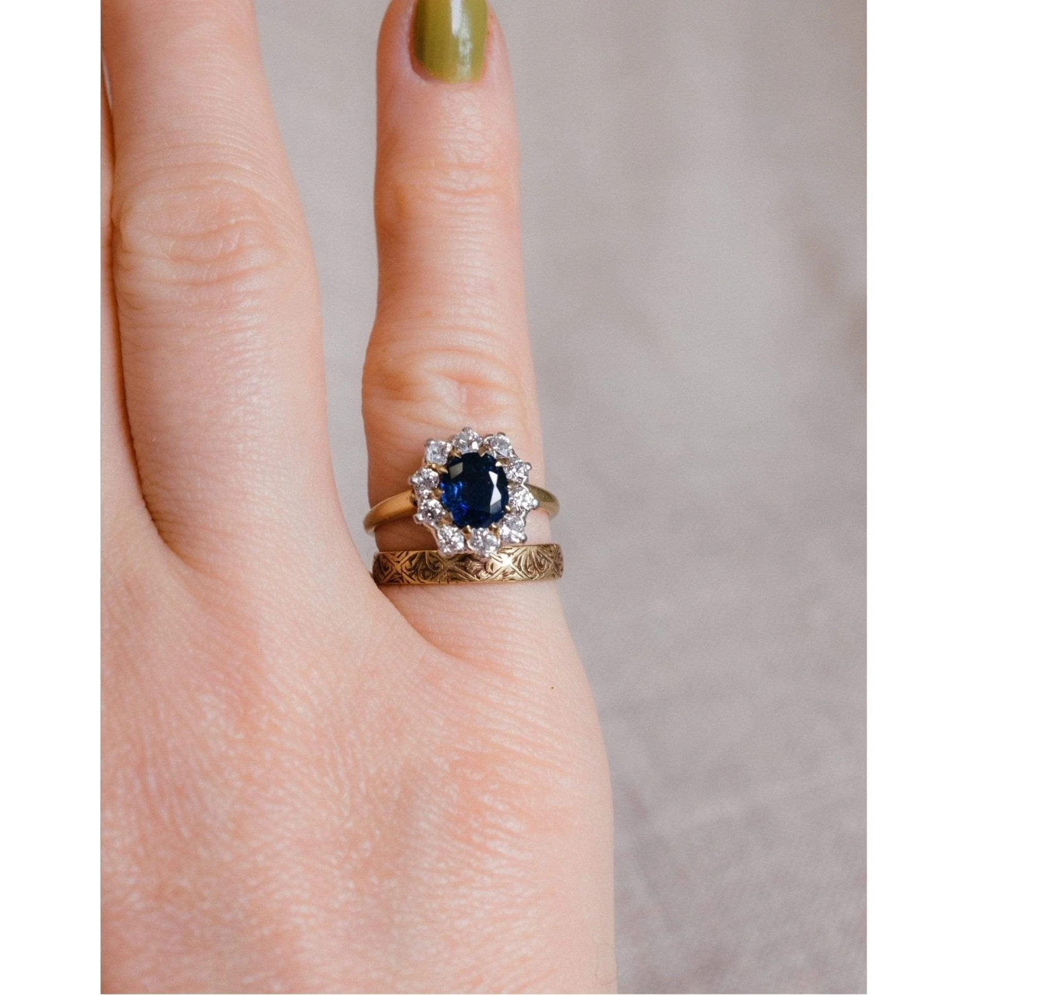 Mid Century Sapphire & Diamond Cluster - Image 7