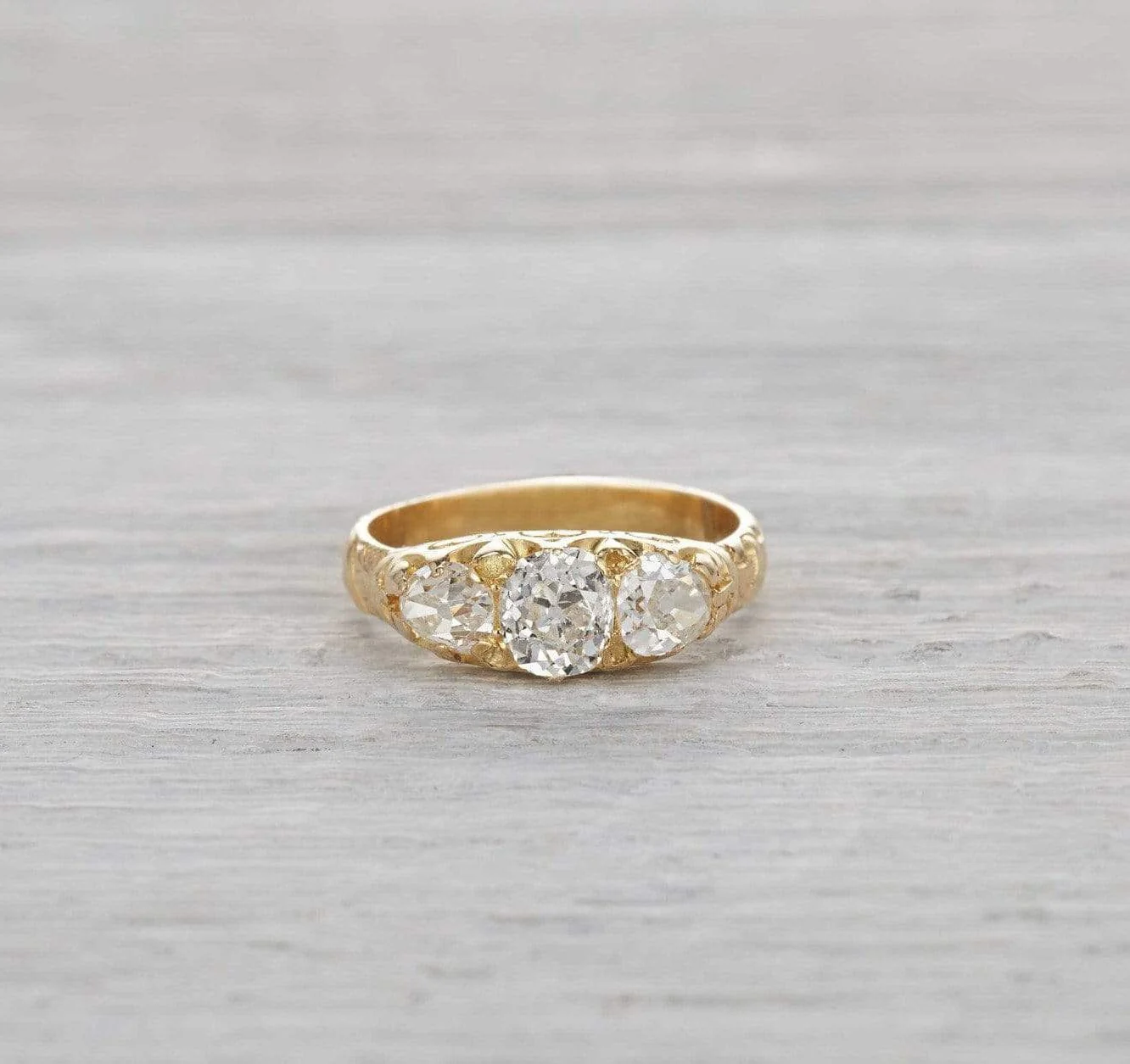 One Carat Antique Victorian Three Stone Engagement Ring - Image 2