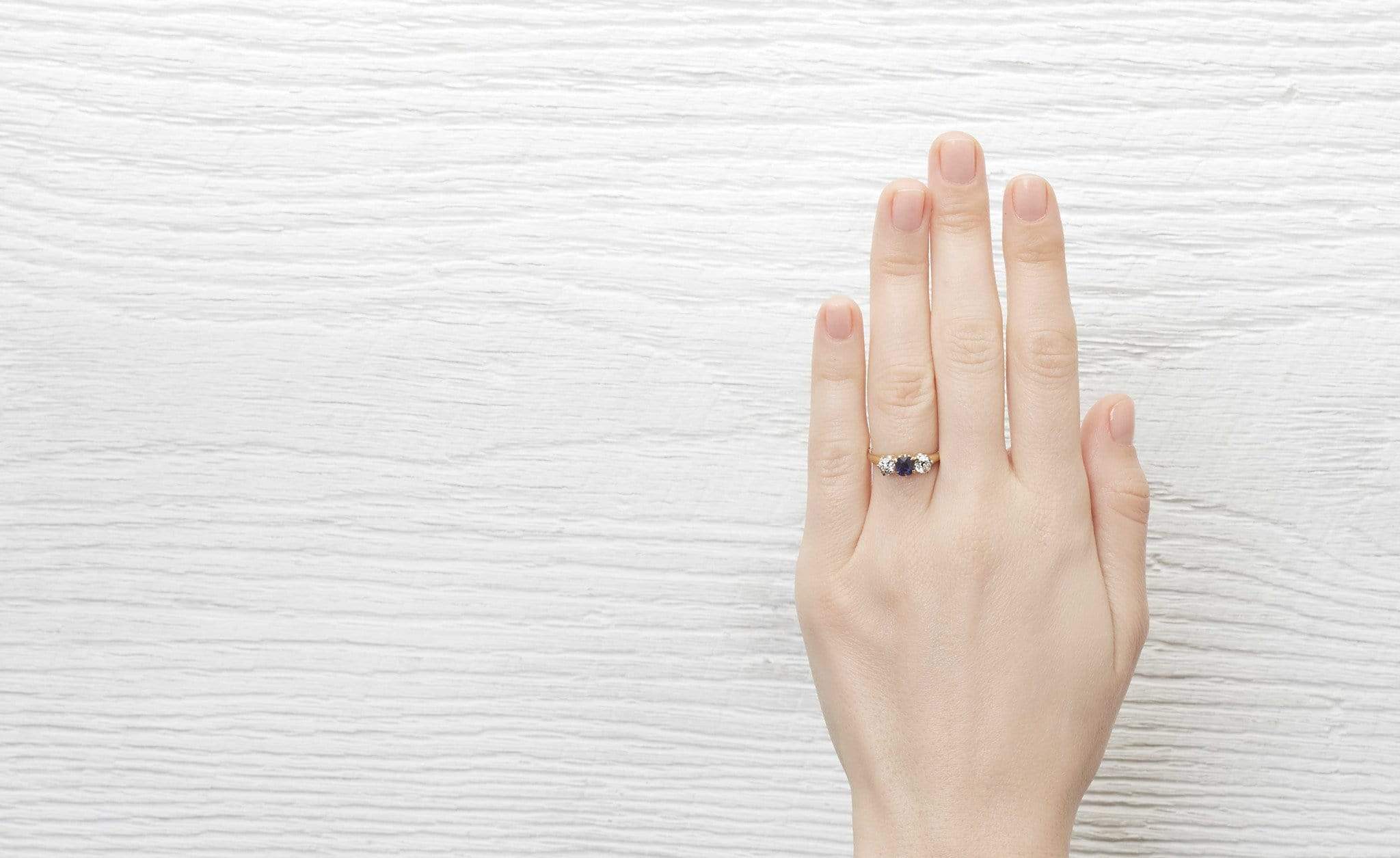 One Carat Edwardian Diamond and Sapphire Three Stone Ring - Image 5
