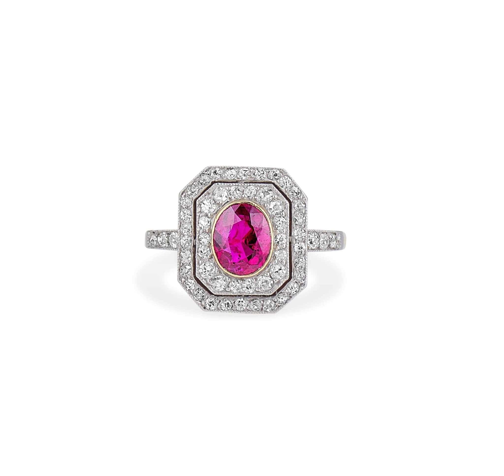 Edwardian One Carat Burmese Ruby & Diamond Ring - Image 2