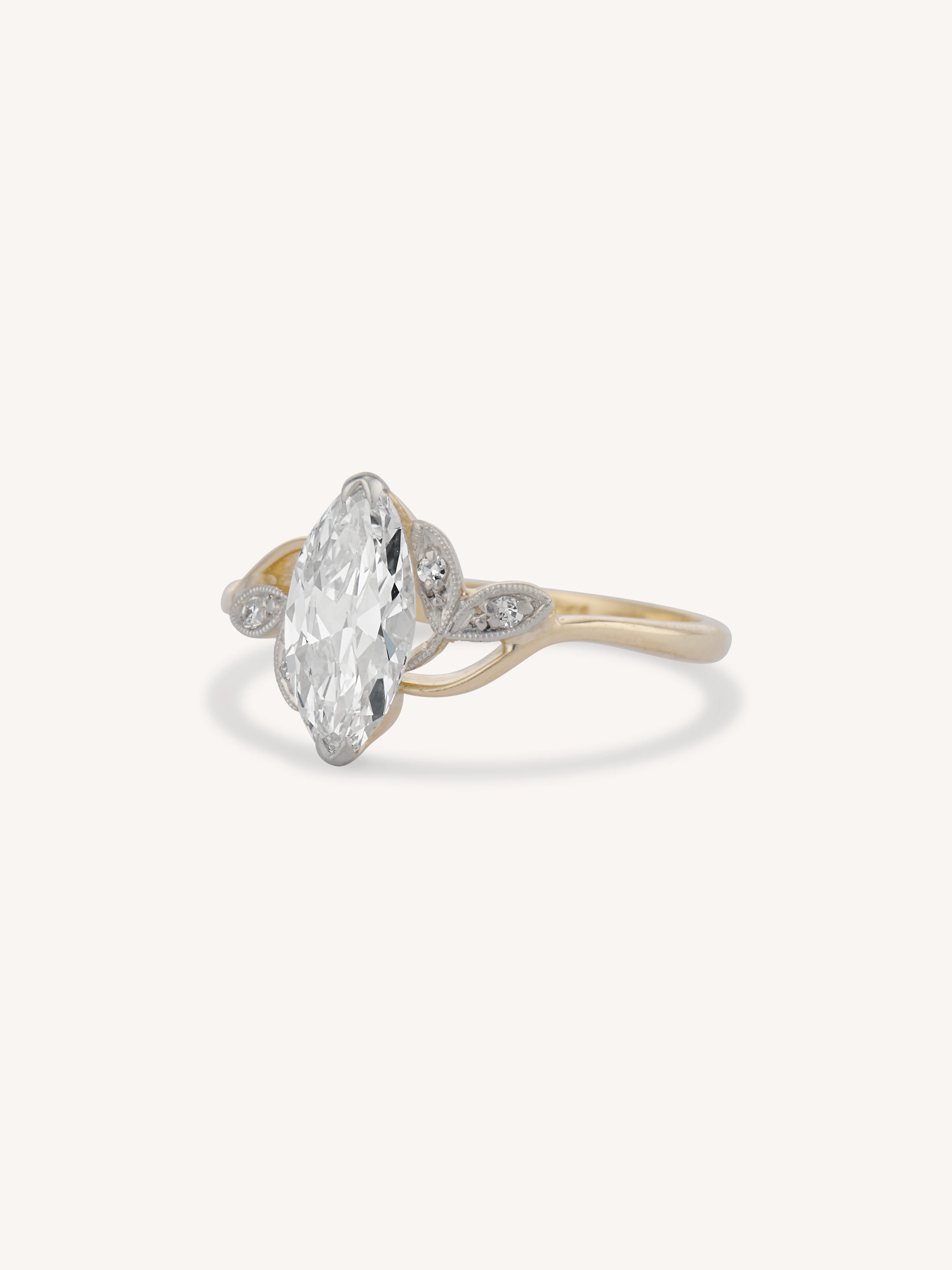 Edwardian 1.15 Carat Marquise Cut Diamond Antique Engagement Ring - Image 3