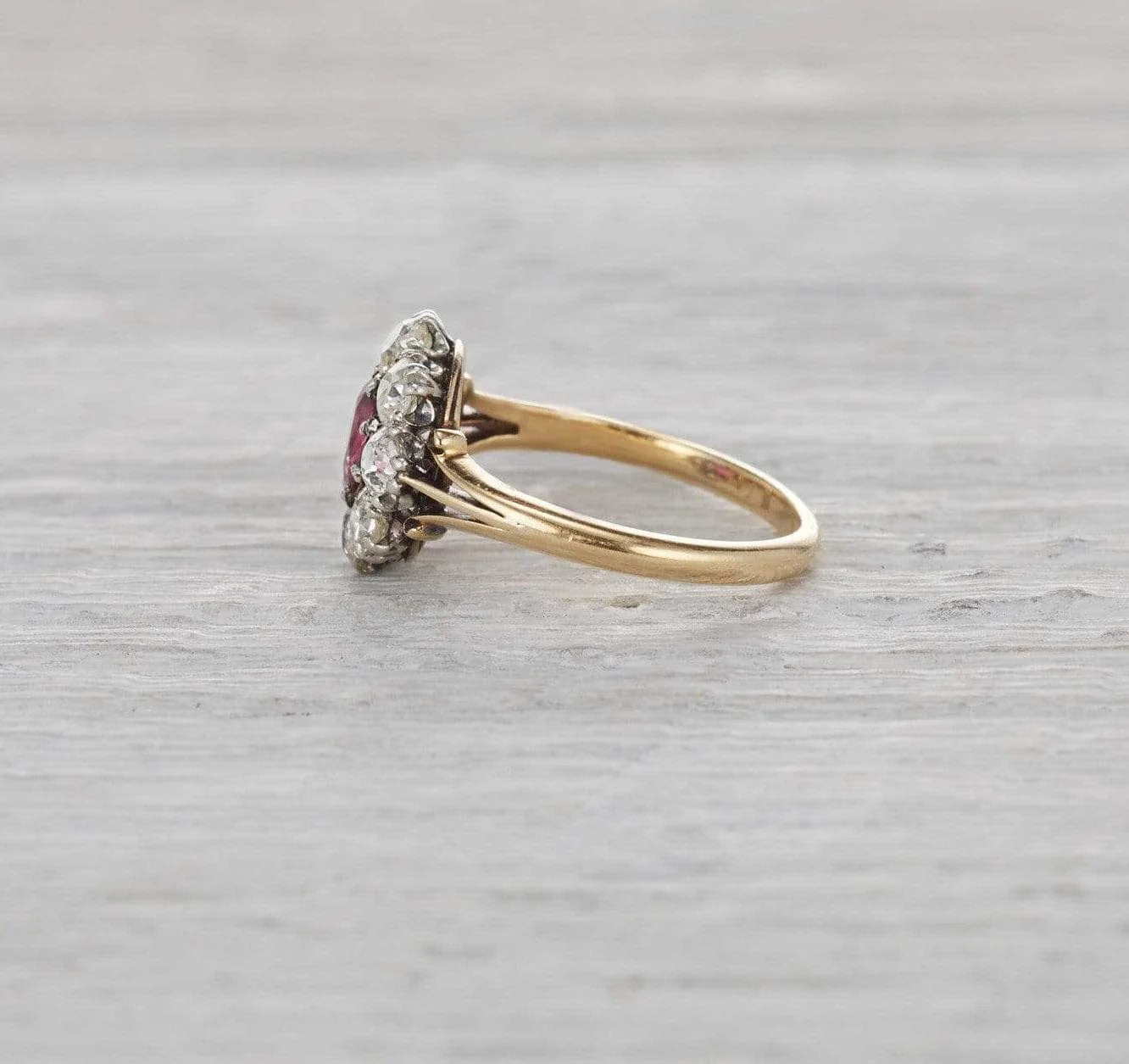 Ruby & Diamond Victorian Cluster Engagement Ring - Image 3