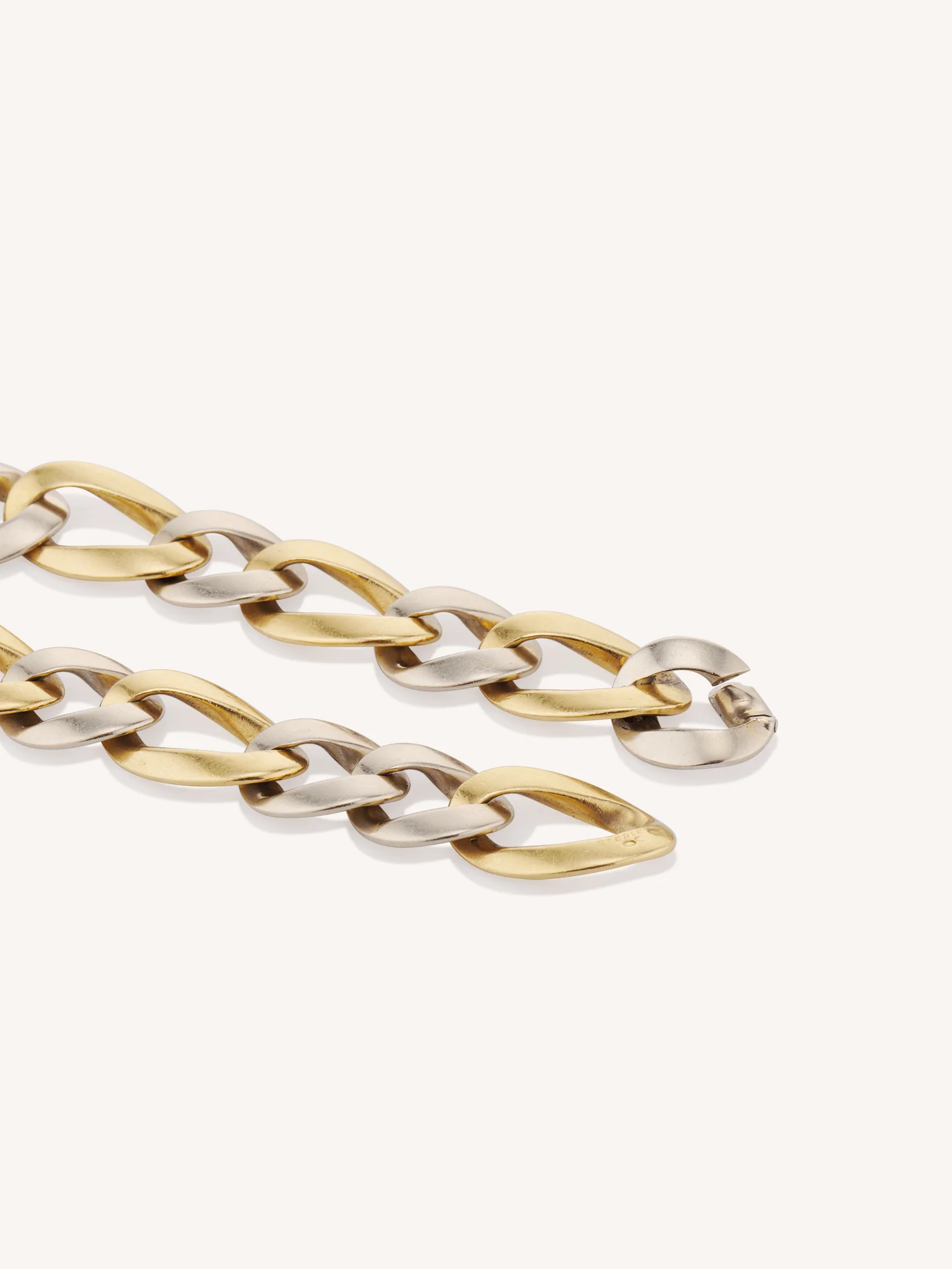 Sterlé Mid-Century Two-Tone Gold Link Vintage Bracelet, France & Italy - Image 5