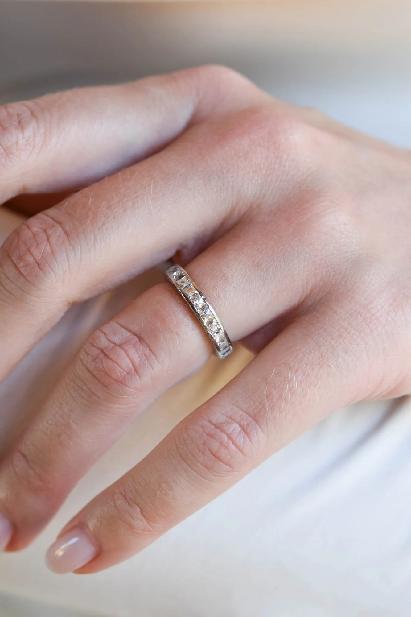 Tiffany & Co. Art Deco 2.65 Carat French Cut Diamond Platinum Antique Eternity Band – Size 4.25 - Image 2