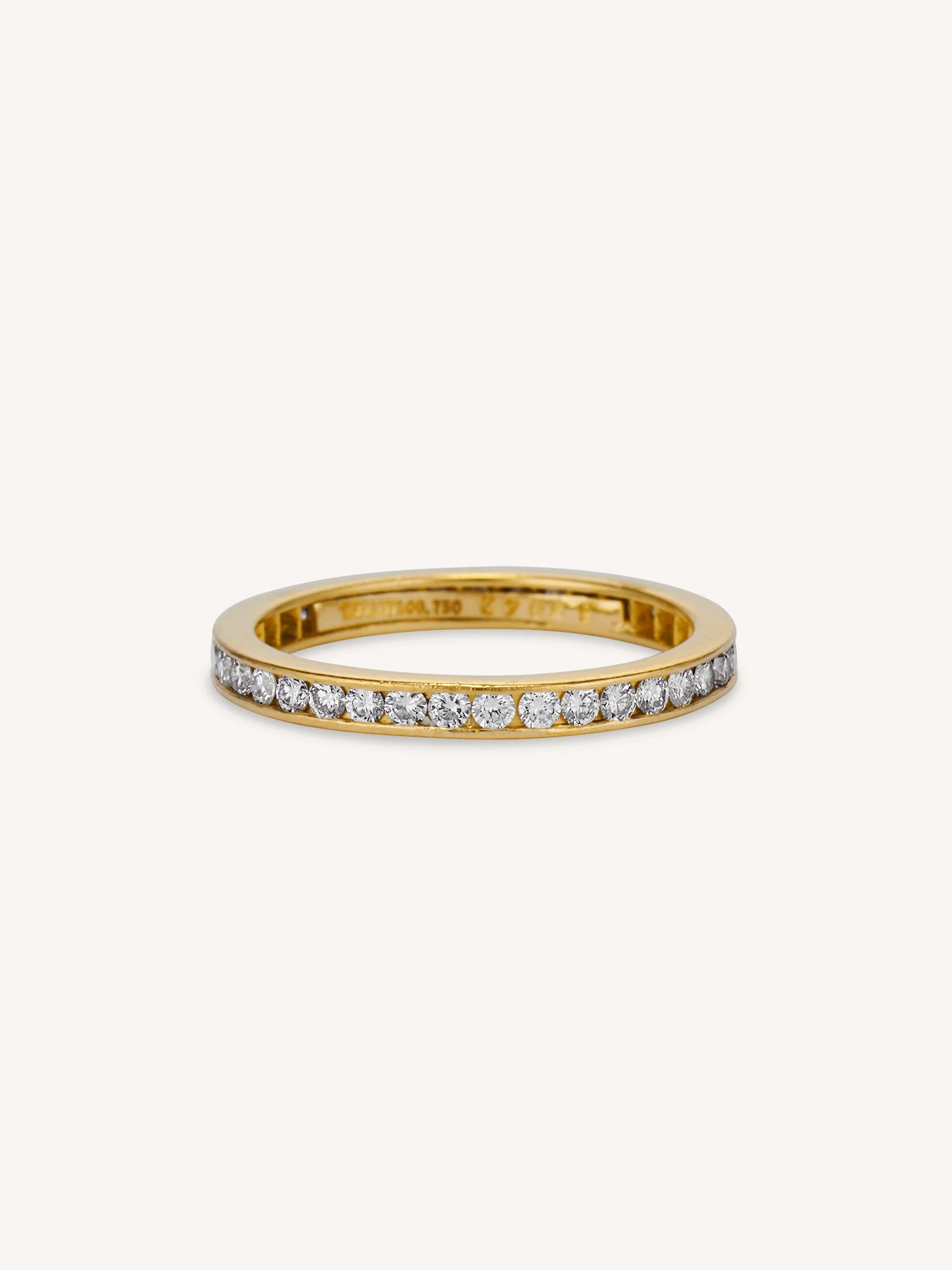 Tiffany & Co. 1940's Yellow Gold Vintage Diamond Eternity Wedding Band - Size 4.5