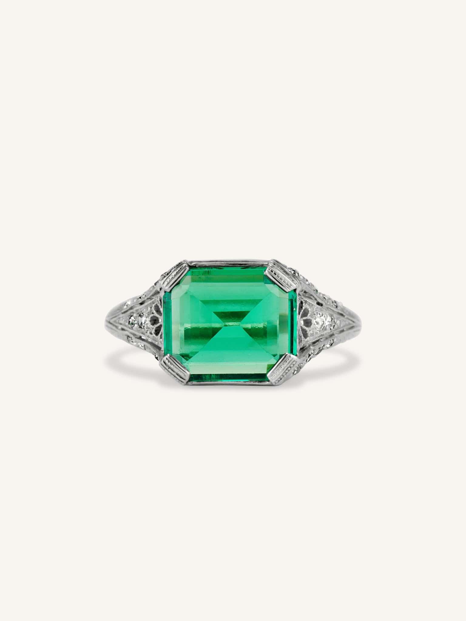 Tiffany & Co. Art Deco 1.83 Carat Colombian Emerald Cut Emerald Antique Ring