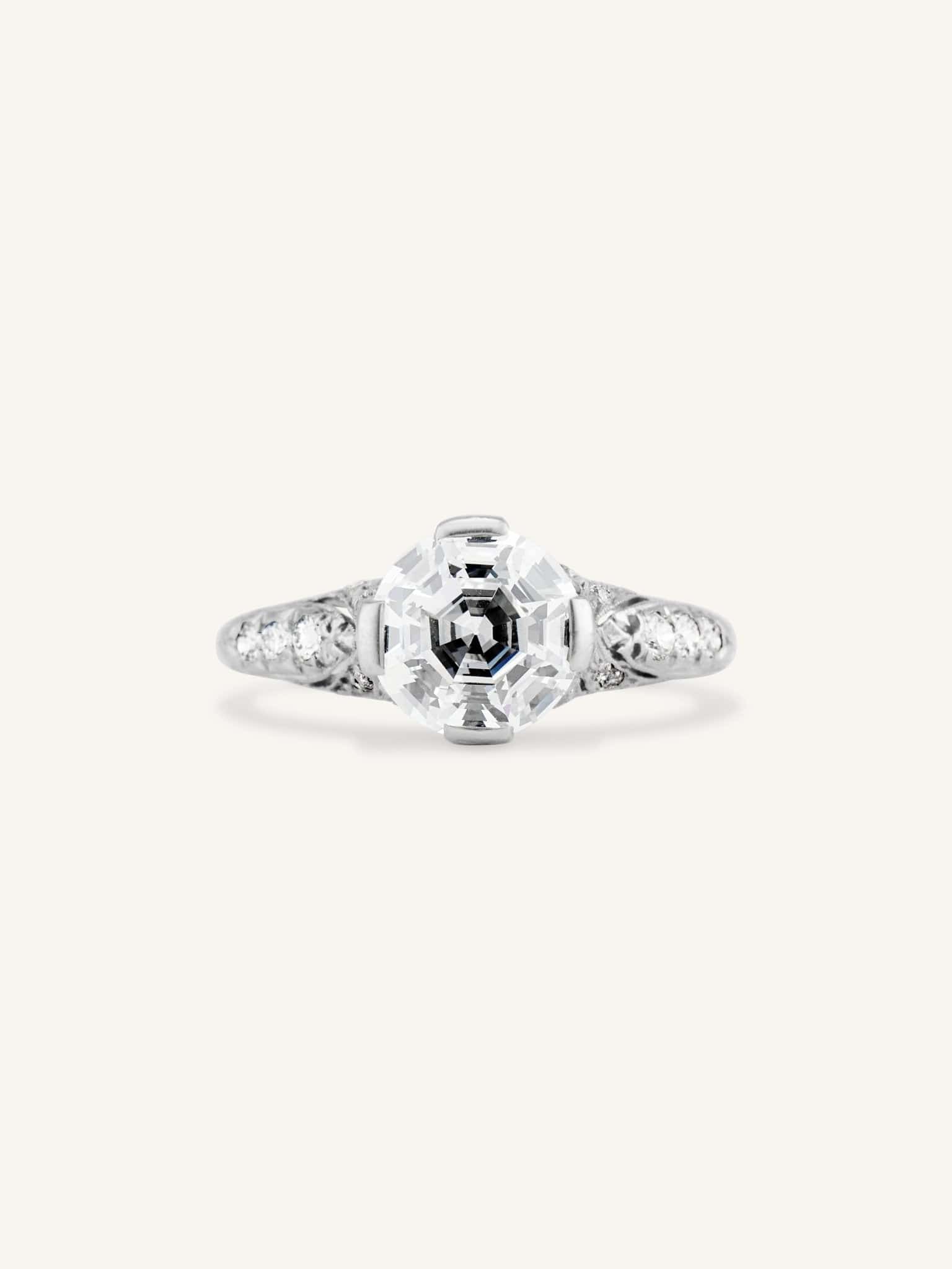 Tiffany & Co. Art Deco 1.96 Carat Round Step Cut Diamond Vintage Engagement Ring