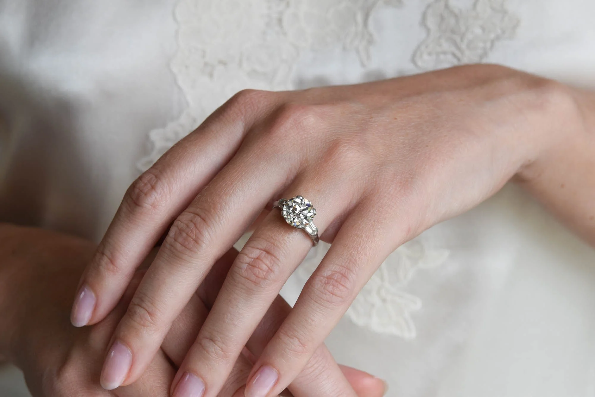 Tiffany & Co. Art Deco 3.27 Carat Old European Cut Diamond Vintage Engagement Ring - Image 3
