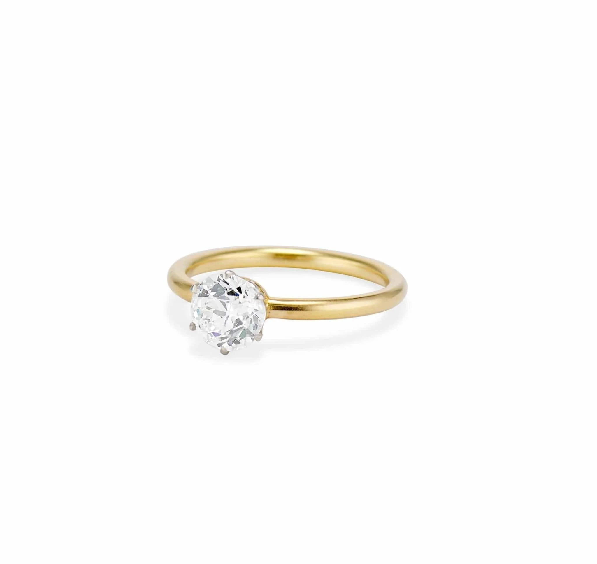 Edwardian Tiffany & Co. 1.45 Carat Old European Diamond and Gold Solitaire Engagement Ring - Image 3