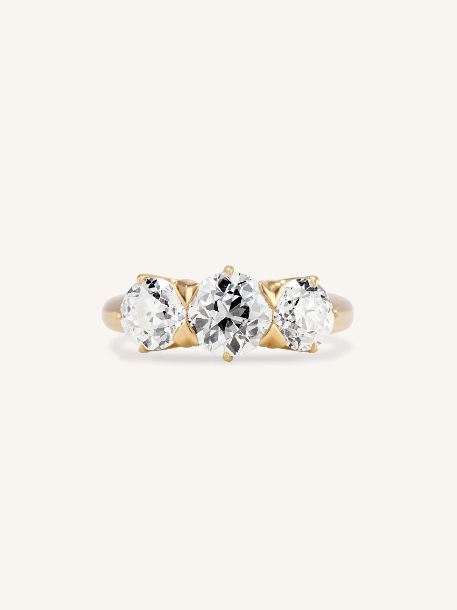 Tiffany & Co. Edwardian Old European Cut Diamond Three Stone Vintage Engagement Ring