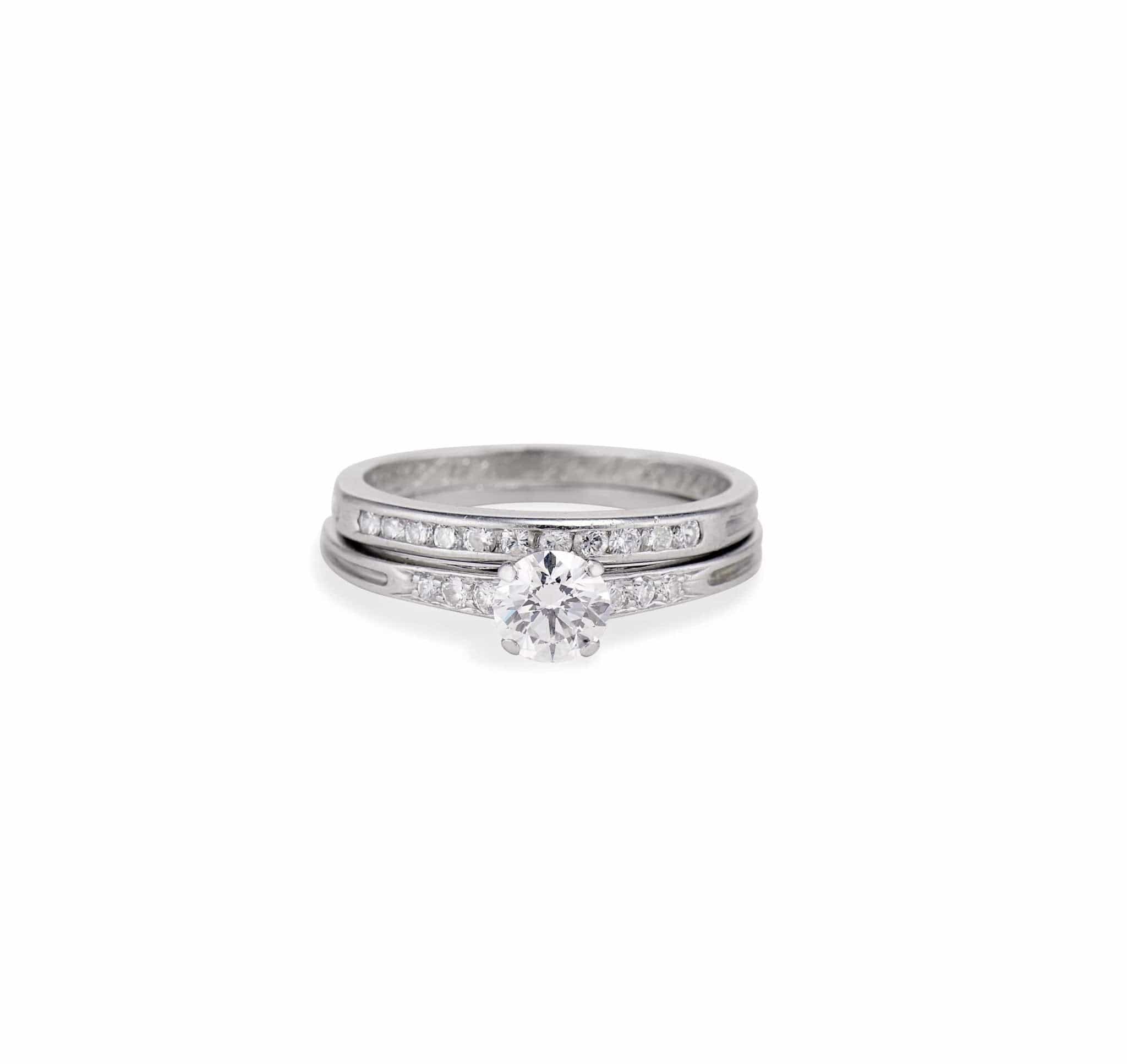 Tiffany & Co. Mid-Century .65 Carat Transitional Diamond and Platinum Wedding Set