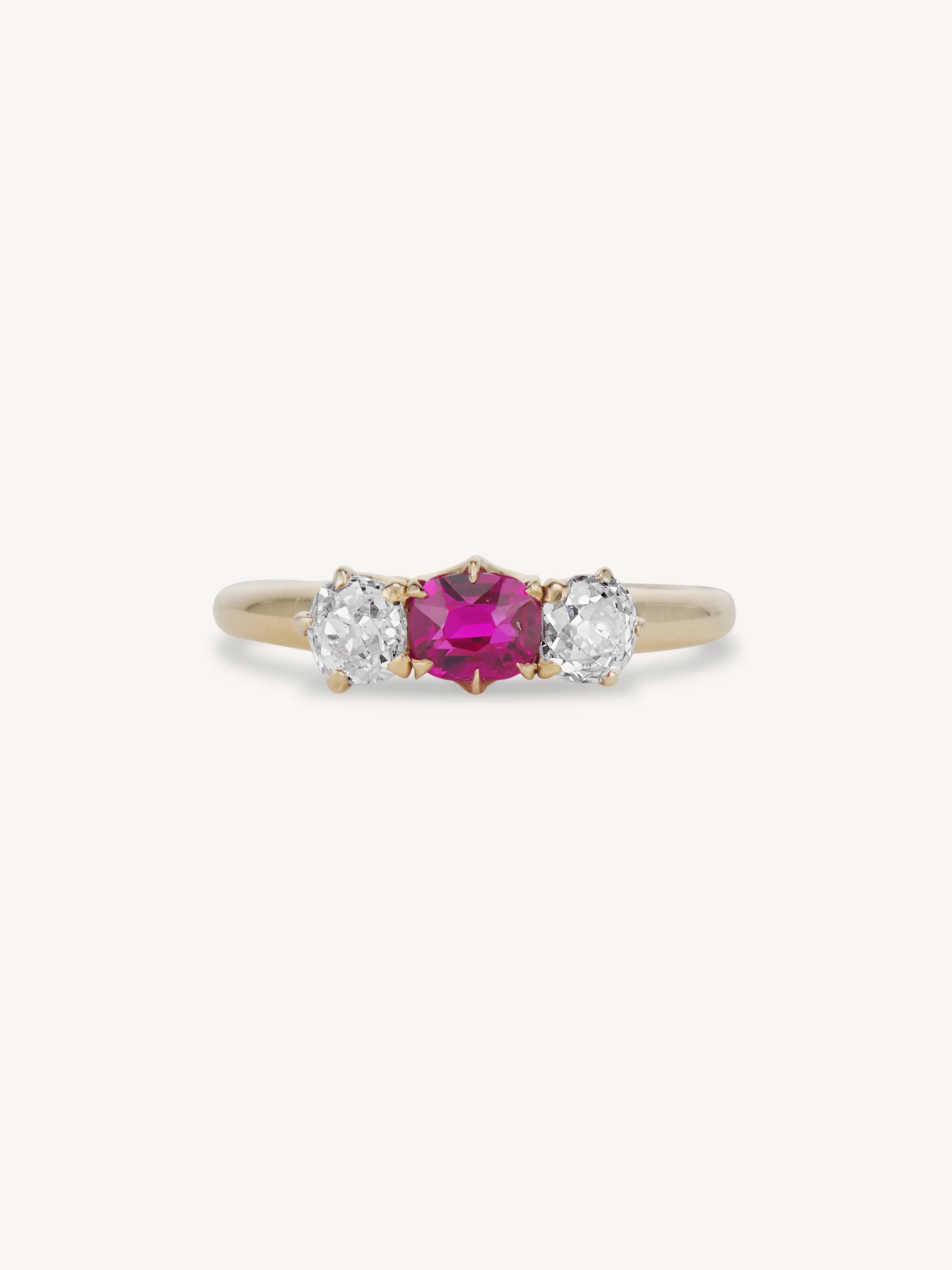 Tiffany & Co. Victorian Ruby and Diamond Three Stone Antique Engagement Ring
