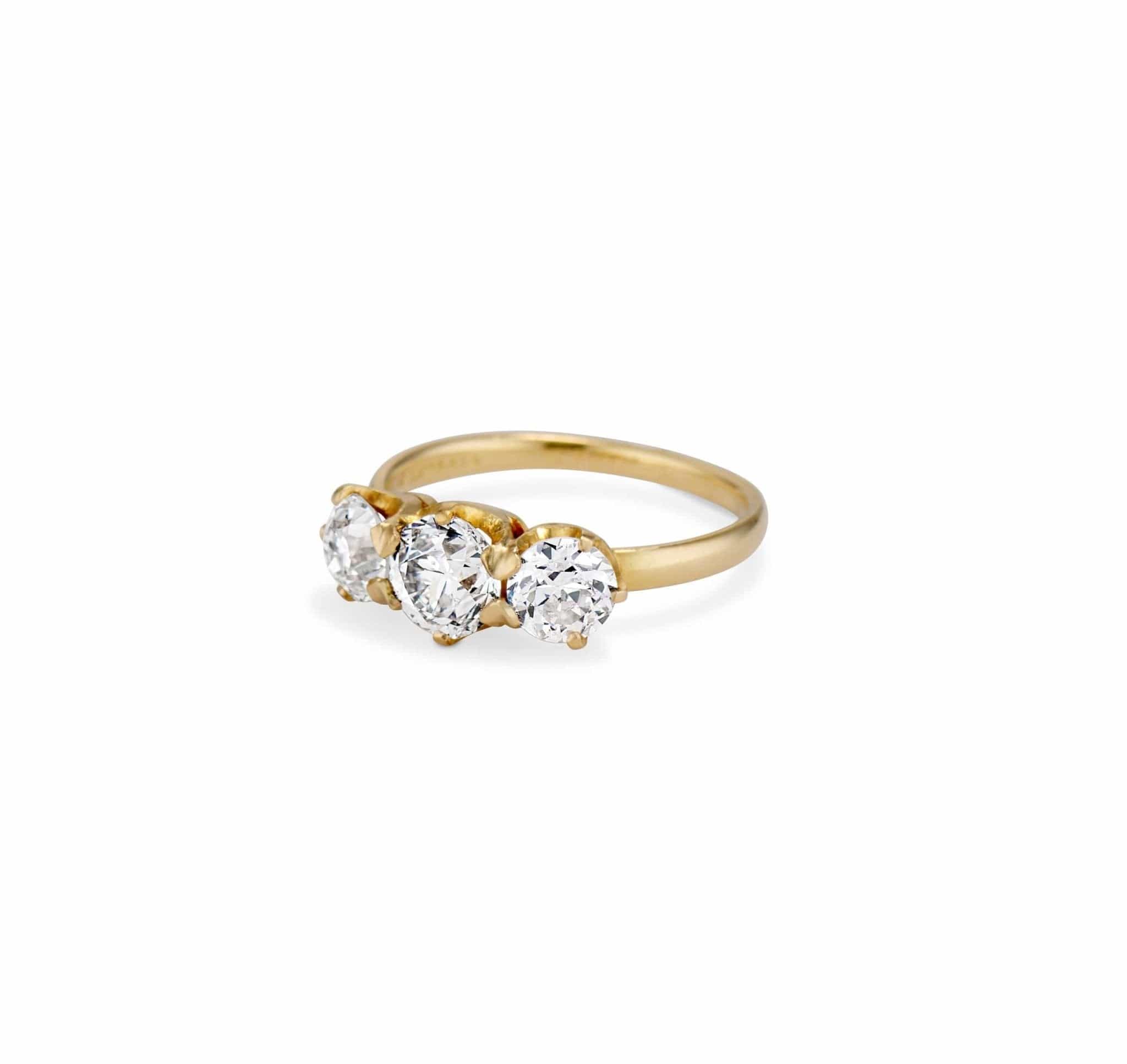 Tiffany & Co. Victorian Old European-Cut Three-Stone Gold Ring, America - Image 3