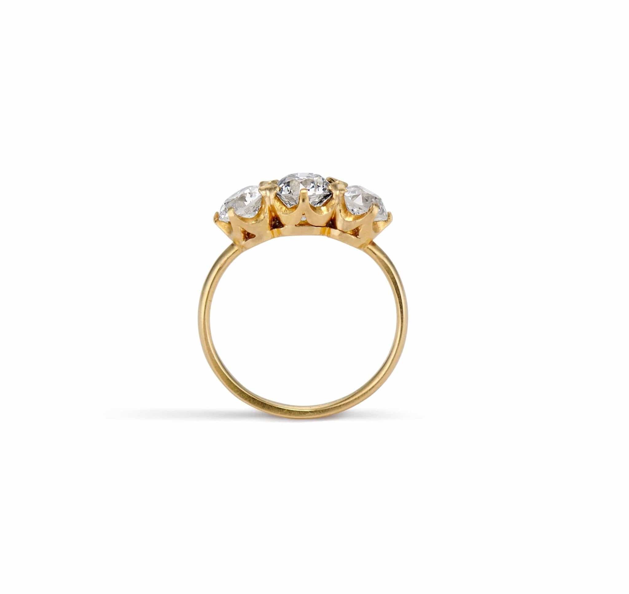 Tiffany & Co. Victorian Old European-Cut Three-Stone Gold Ring, America - Image 4