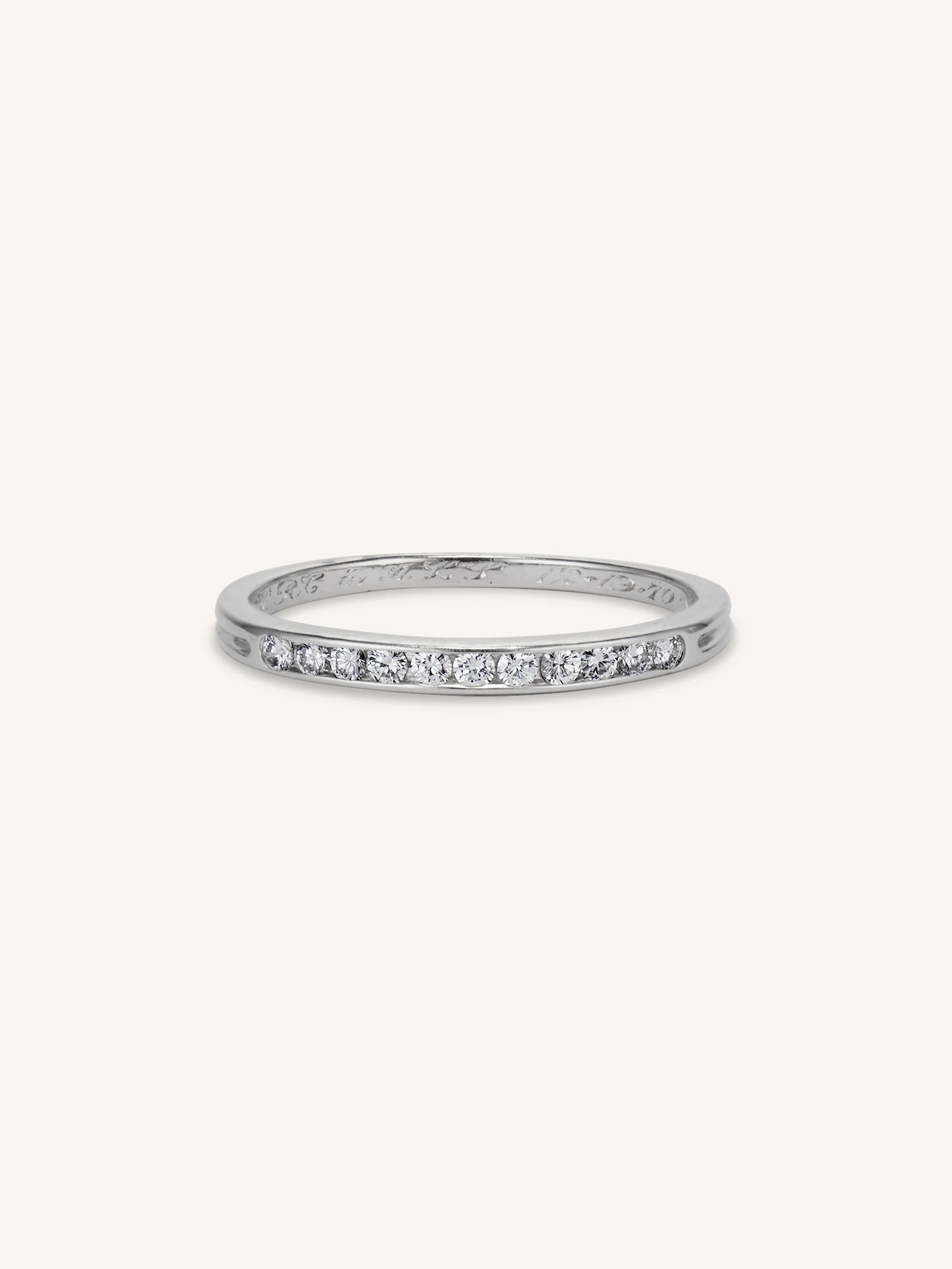 Tiffany & Co. Vintage Diamond Platinum Half Eternity Wedding Band - Size 7