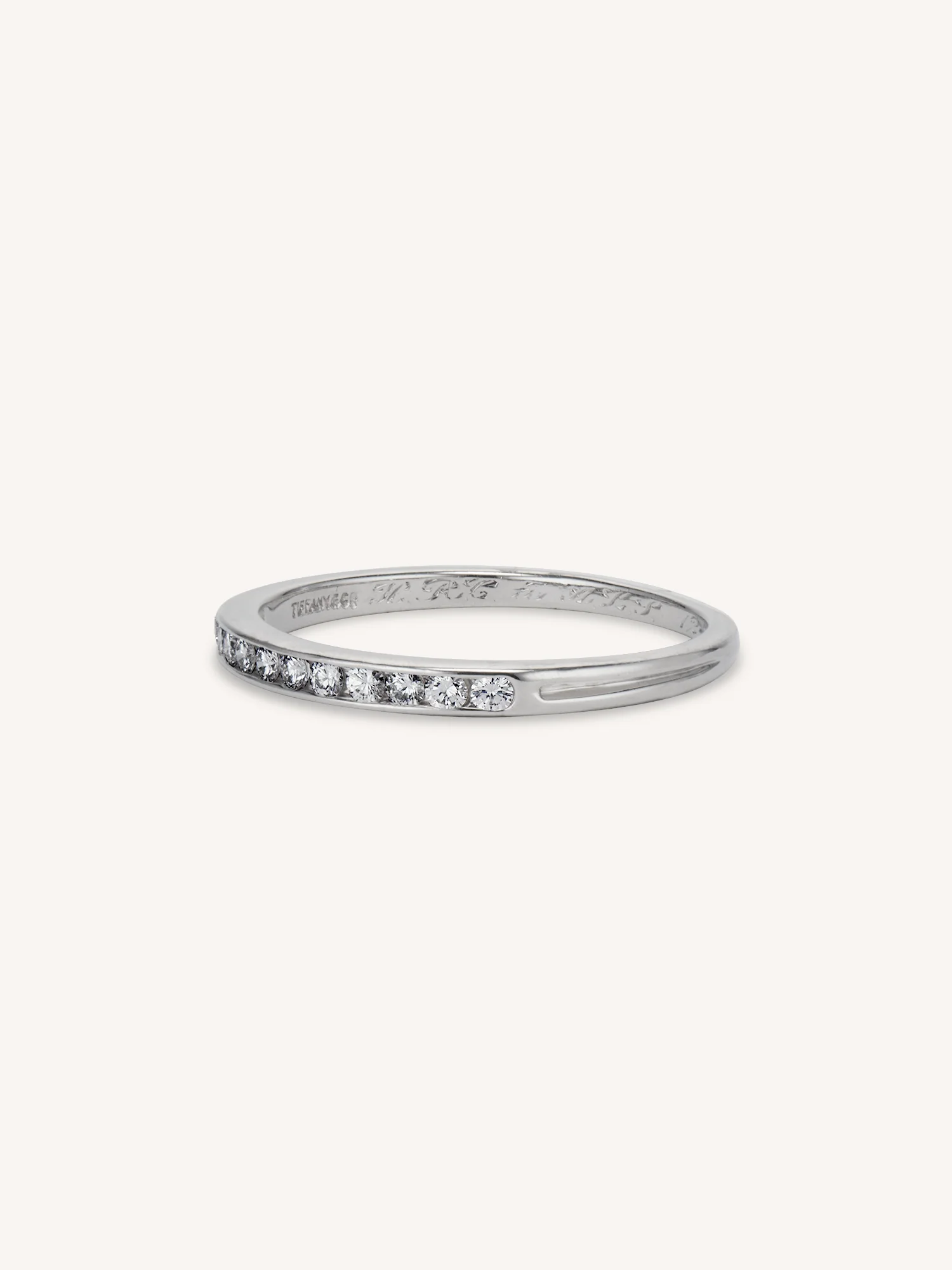Tiffany & Co. Vintage Diamond Platinum Half Eternity Wedding Band - Size 7 - Image 4