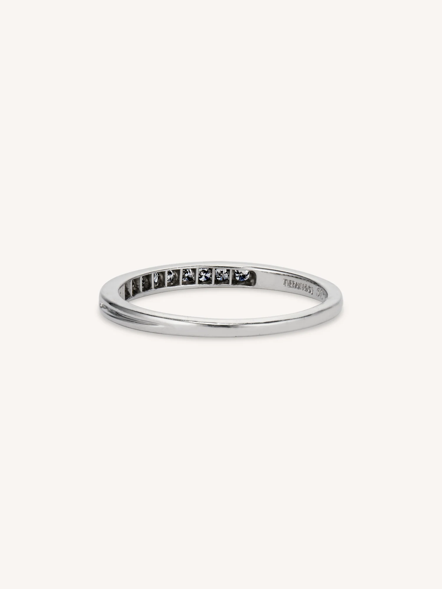 Tiffany & Co. Vintage Diamond Platinum Half Eternity Wedding Band - Size 7 - Image 5
