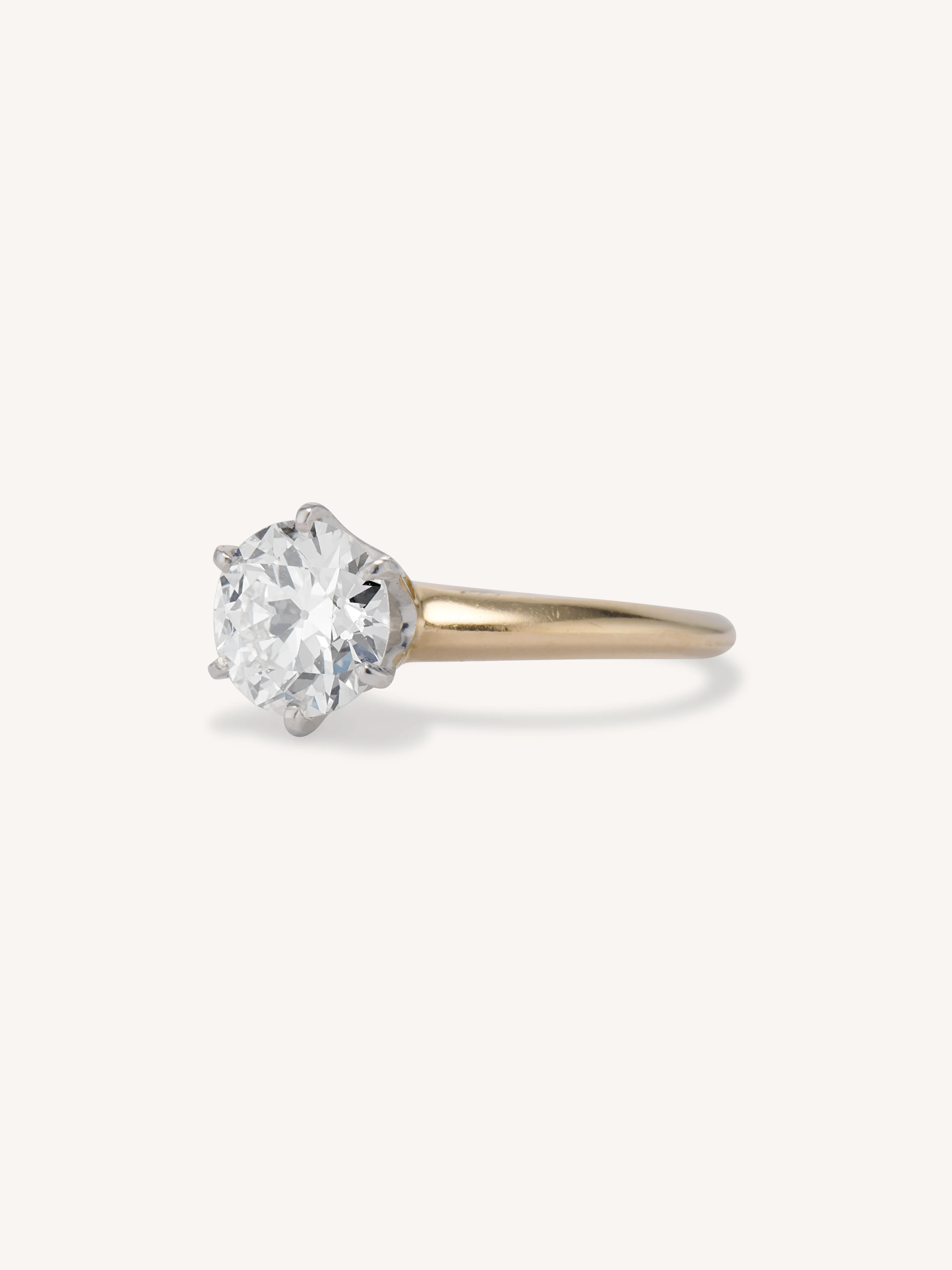 Tiffany & Co. Vintage 1.45 Carat Transitional Cut Diamond Solitaire Engagement Ring, Platinum & Gold - Image 4