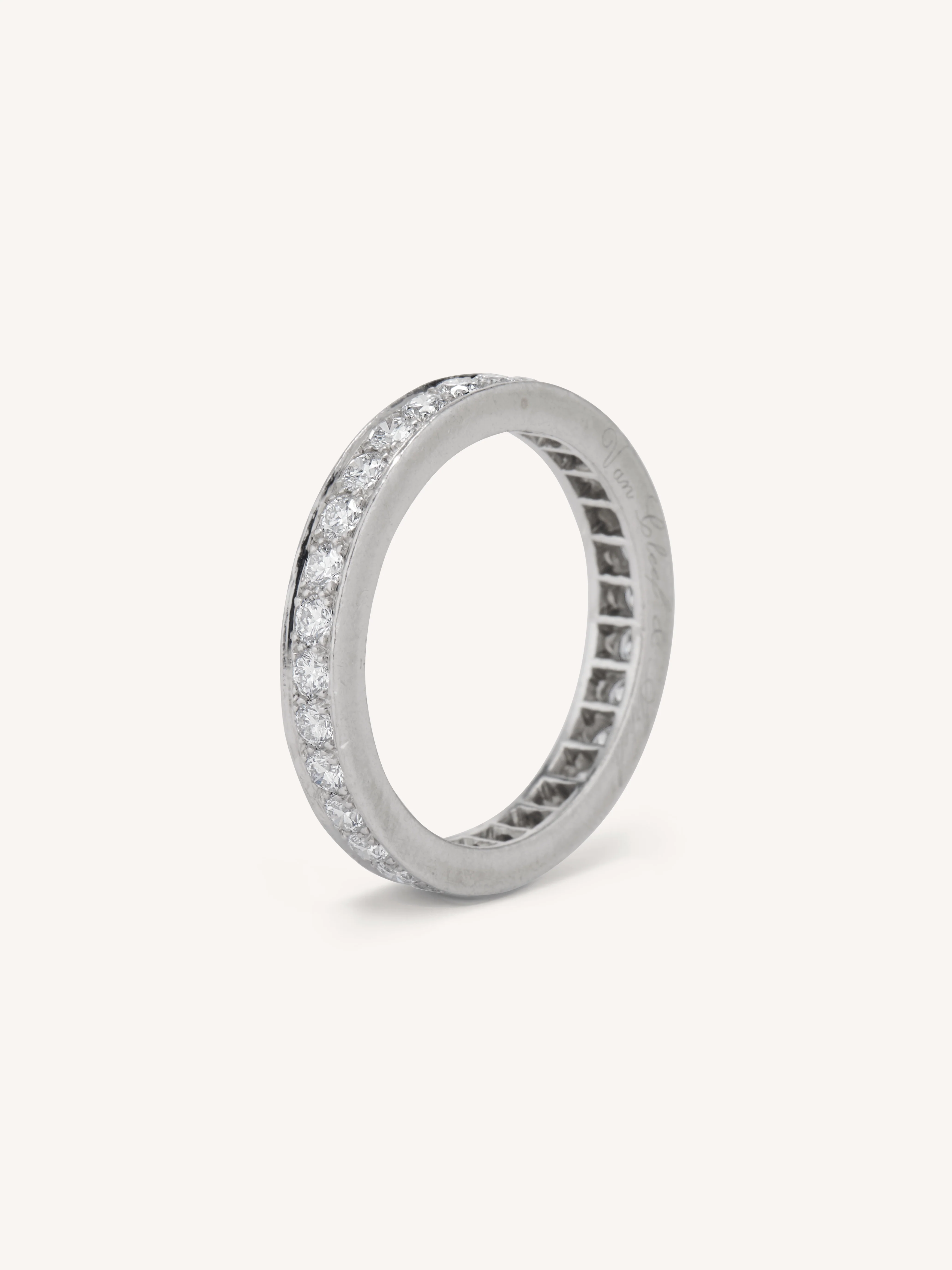 Van Cleef & Arpels 1.50 Carat Diamond Platinum Vintage Eternity Band, France – Size 7.5 - Image 3