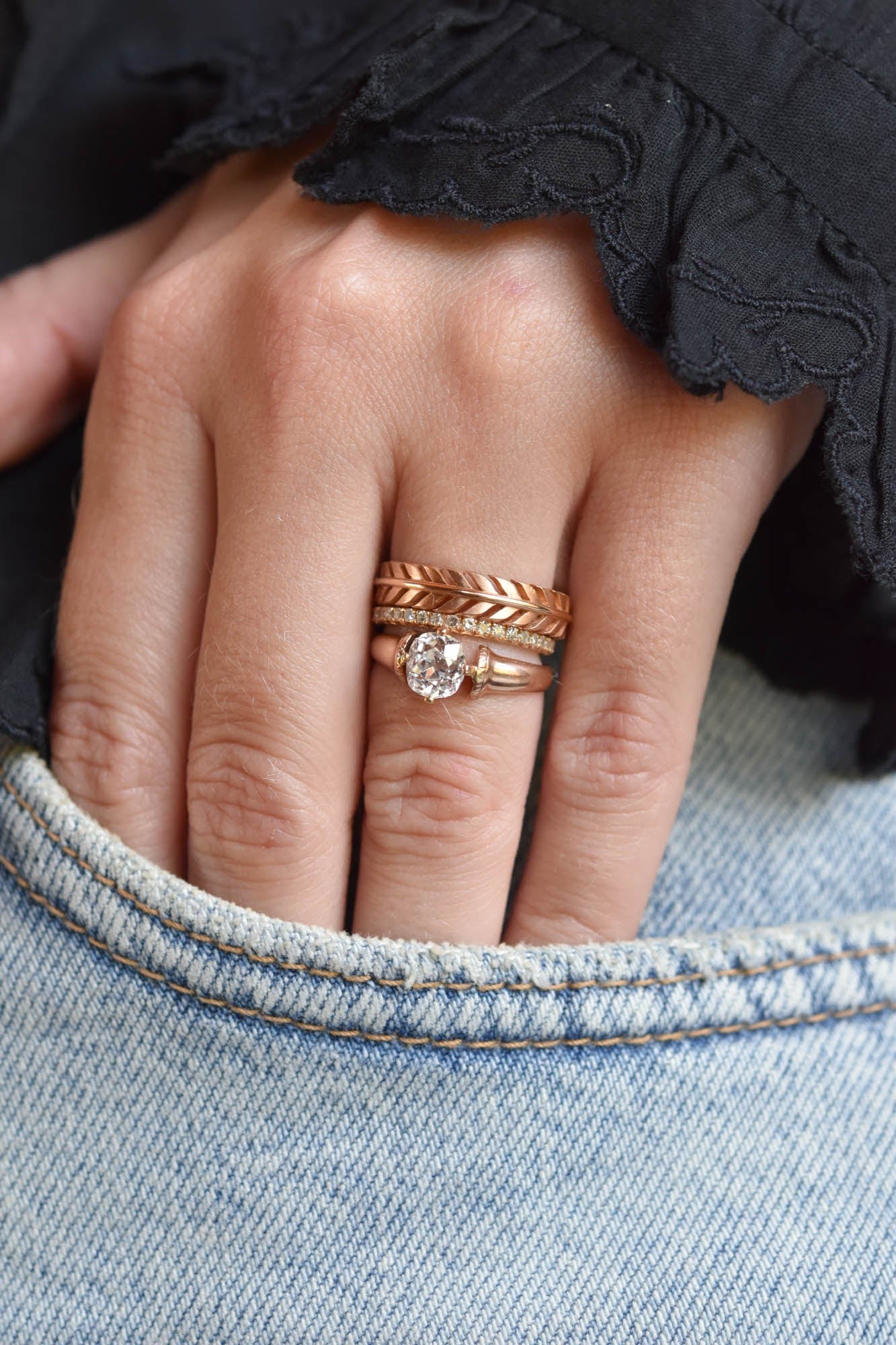 Victorian One Carat Old Mine Cushion Cut Diamond Rose Gold Solitaire Antique Engagement Ring - Image 2