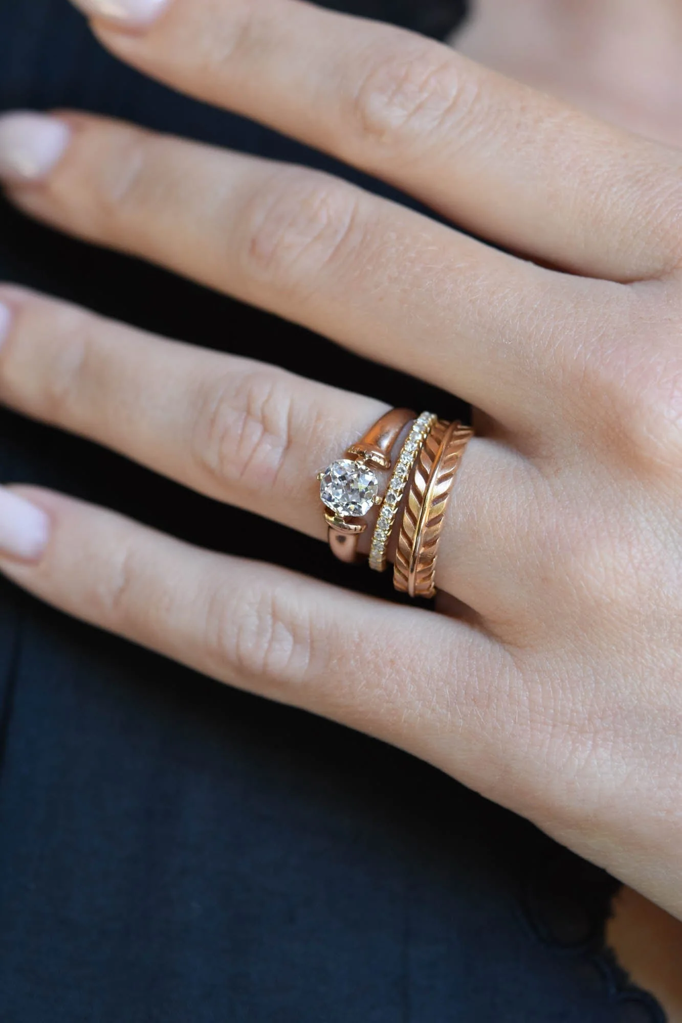 Victorian One Carat Old Mine Cushion Cut Diamond Rose Gold Solitaire Antique Engagement Ring - Image 3