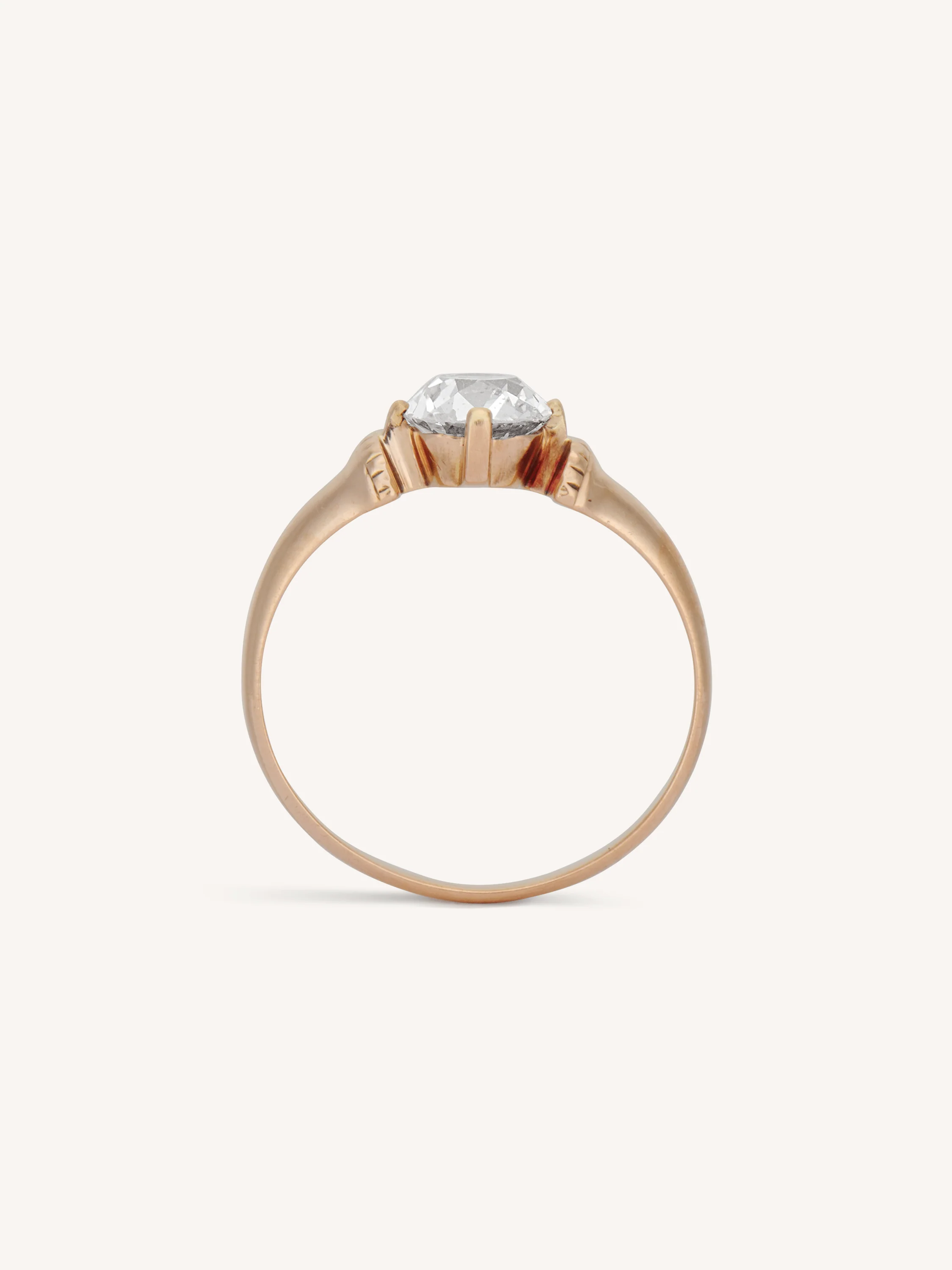 Victorian One Carat Old Mine Cushion Cut Diamond Rose Gold Solitaire Antique Engagement Ring - Image 7