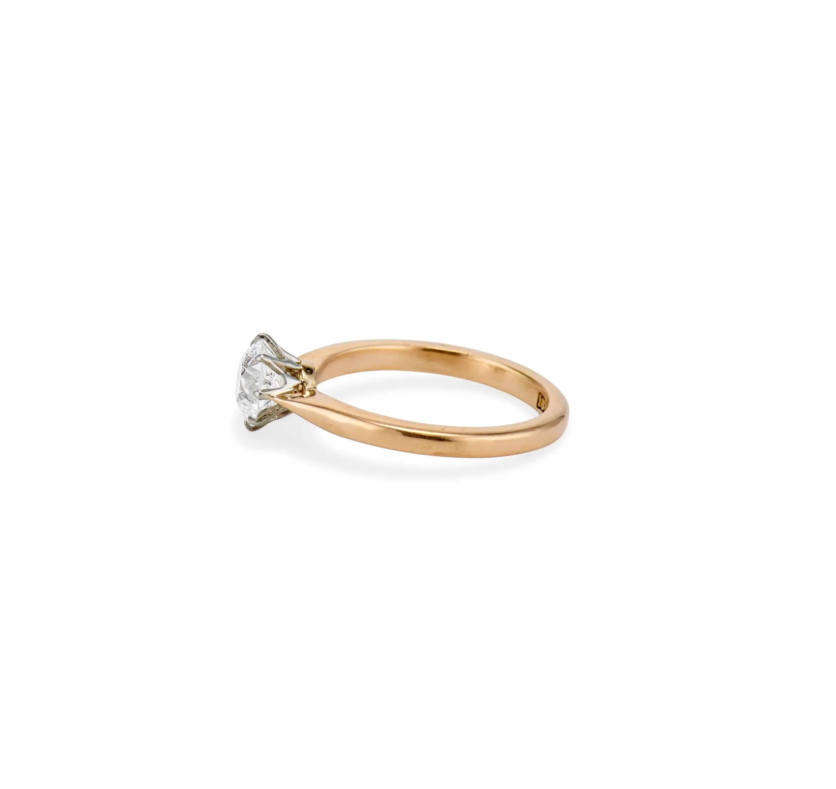 Victorian 1.13 Carat Old European Diamond and Gold Solitaire Engagement Ring - Image 3