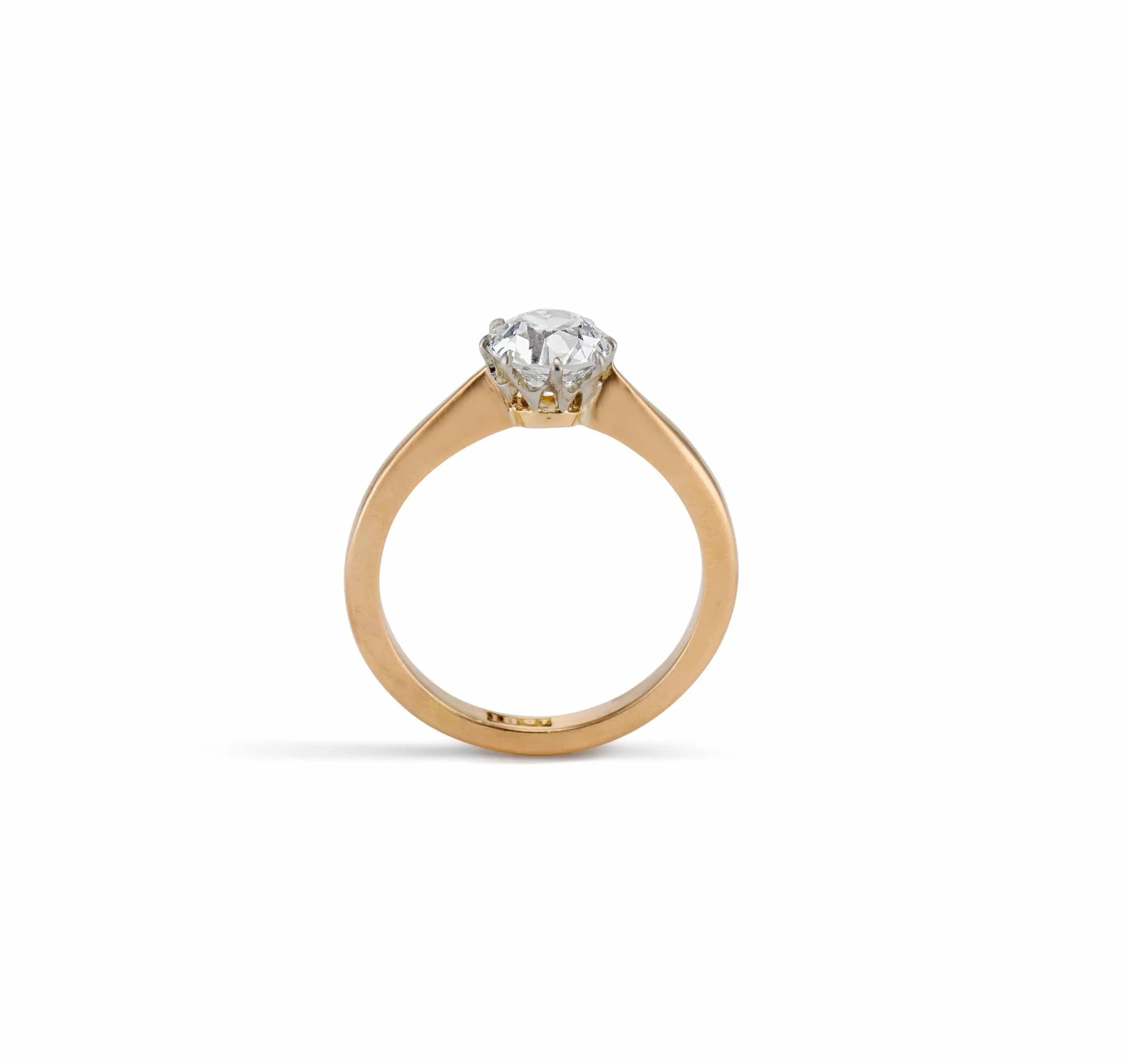 Victorian 1.13 Carat Old European Diamond and Gold Solitaire Engagement Ring - Image 4