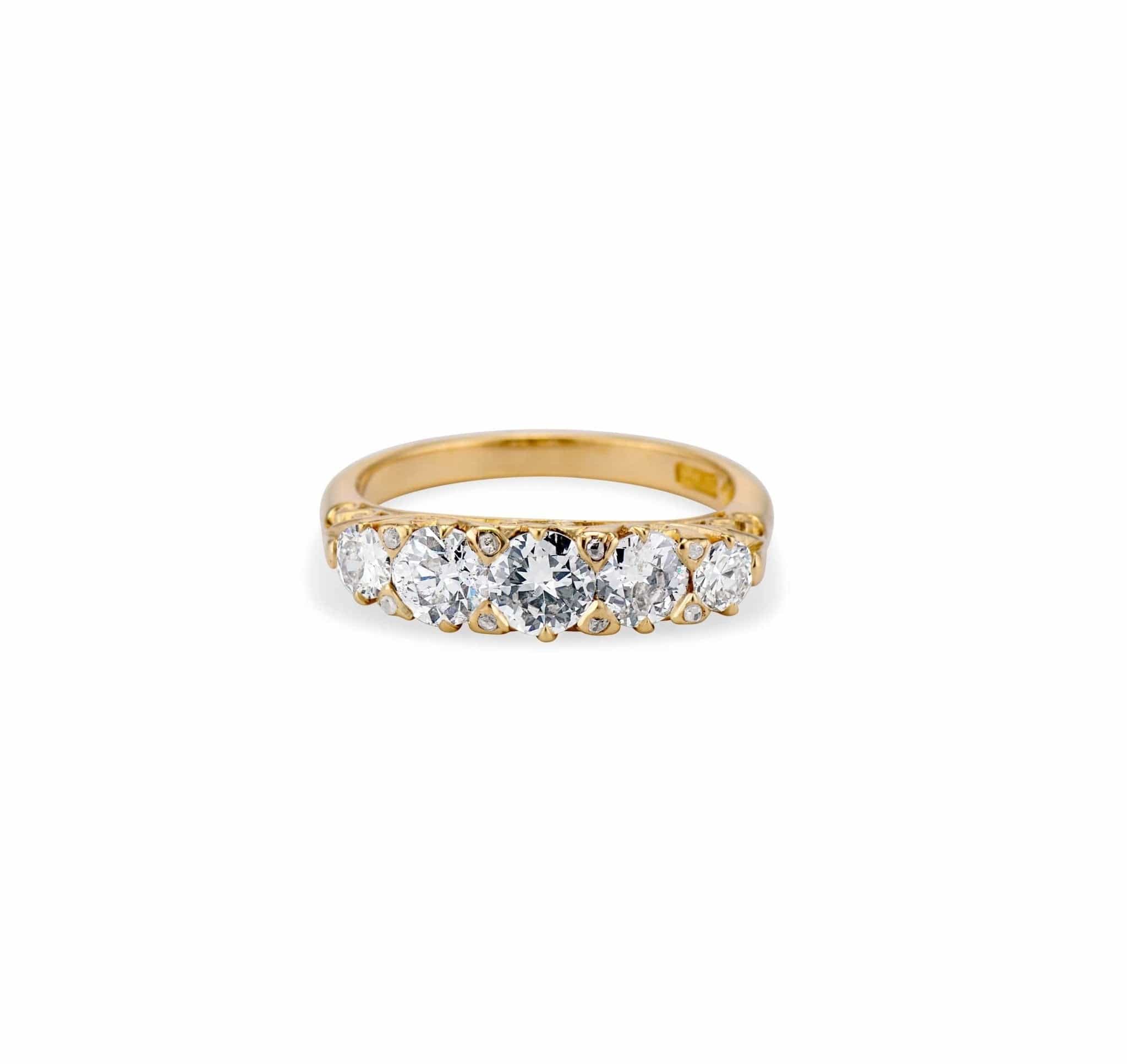 Victorian 1.50 Carat Five-Stone Old European-Cut Diamond Half-Band