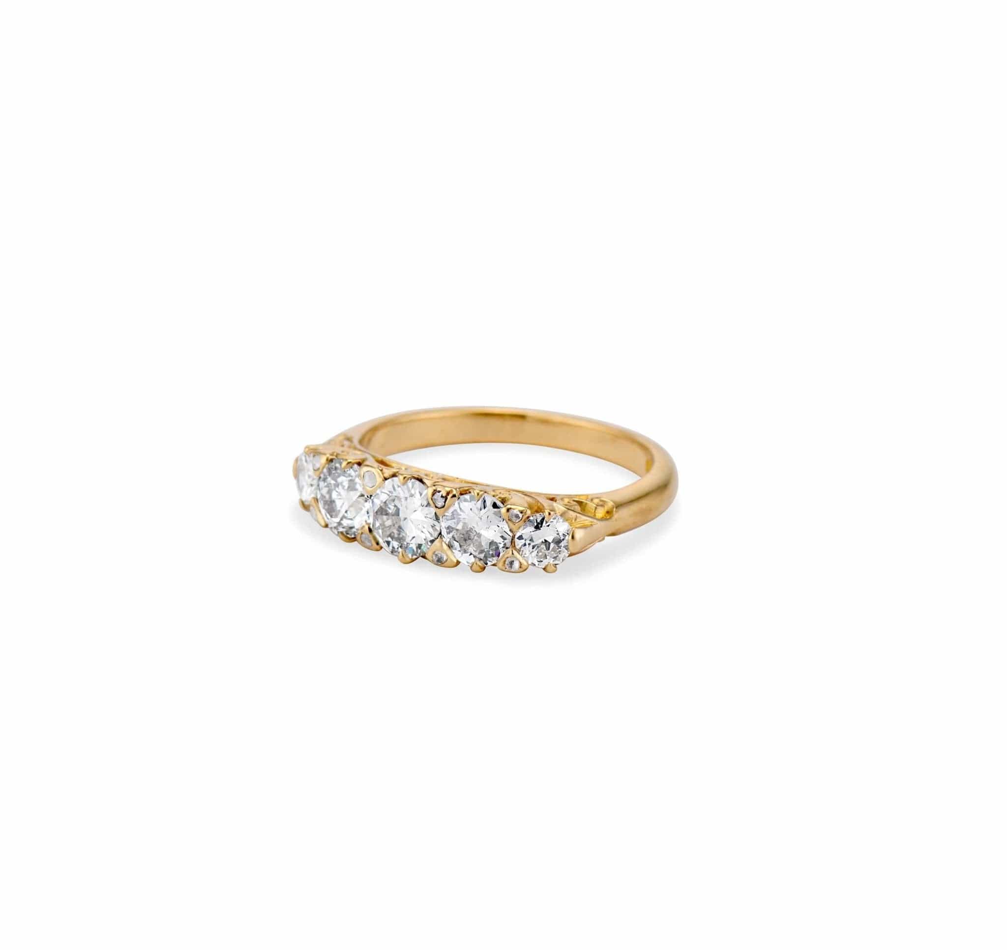 Victorian 1.50 Carat Five-Stone Old European-Cut Diamond Half-Band - Image 2