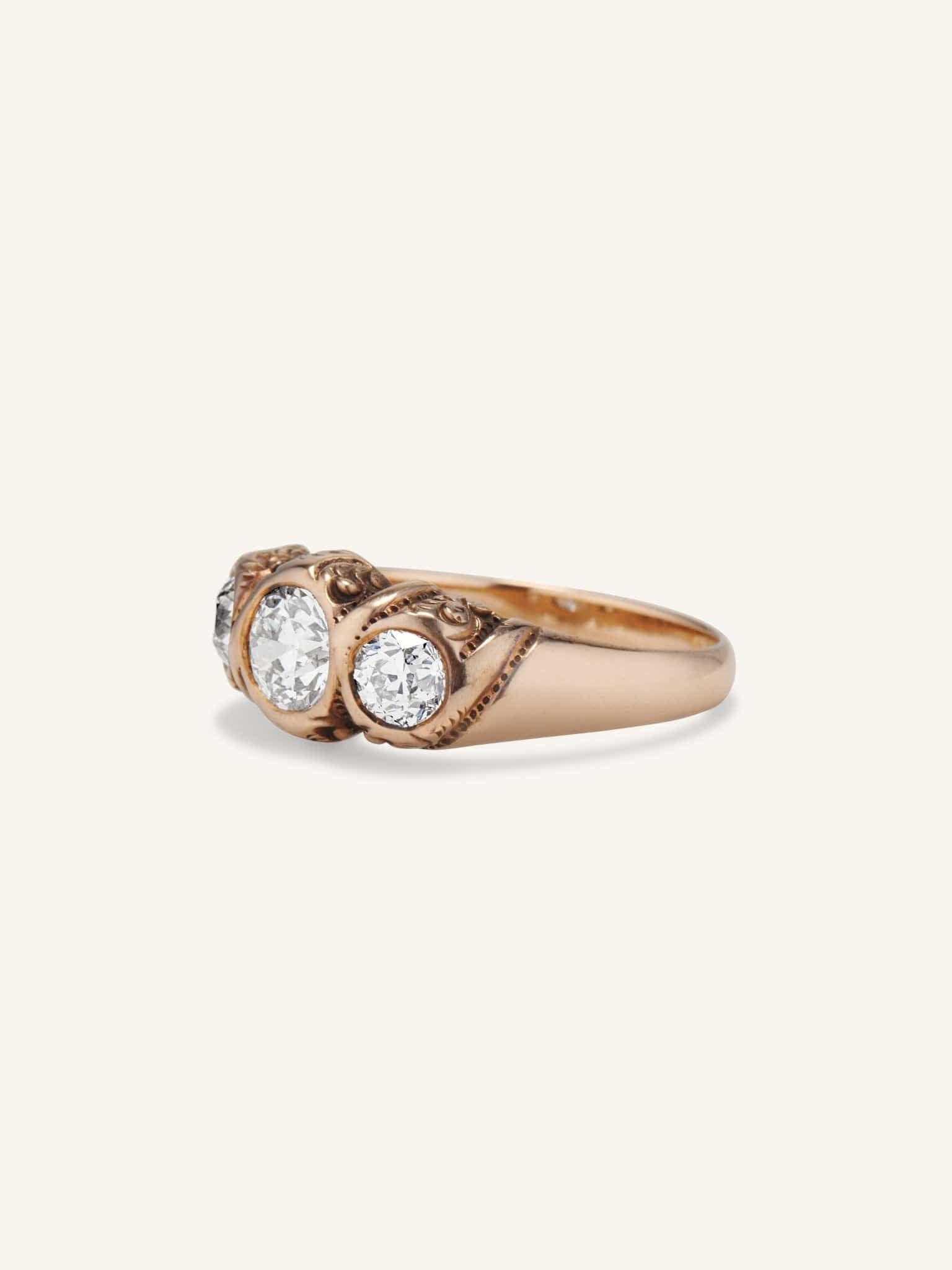 Victorian 1.58 Carat Old European Cut Diamond Three Stone Ring - Image 3