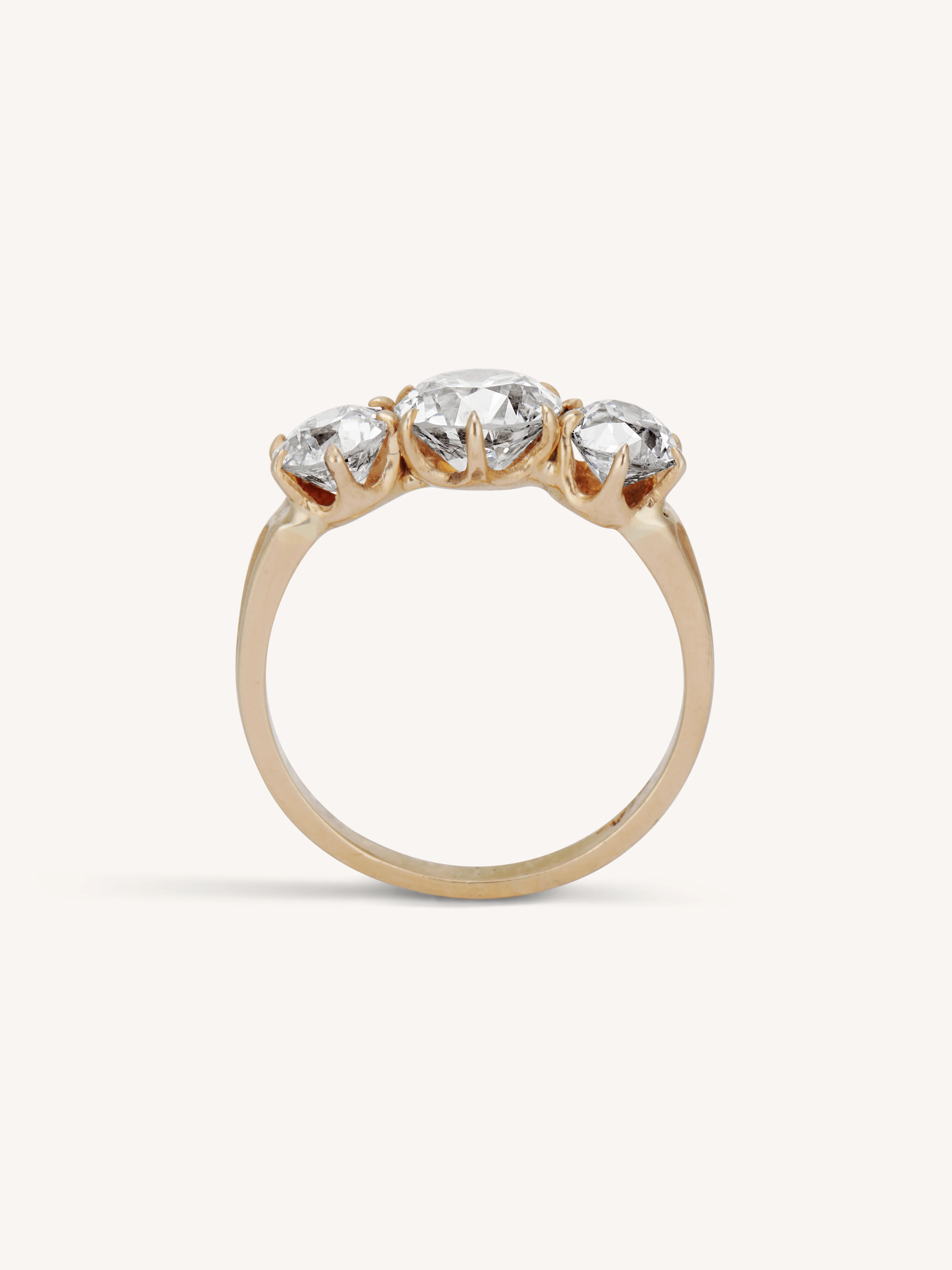 Victorian 1.61 Carat Old European Cut Diamond Three Stone Yellow Gold Antique Engagement Ring - Image 5