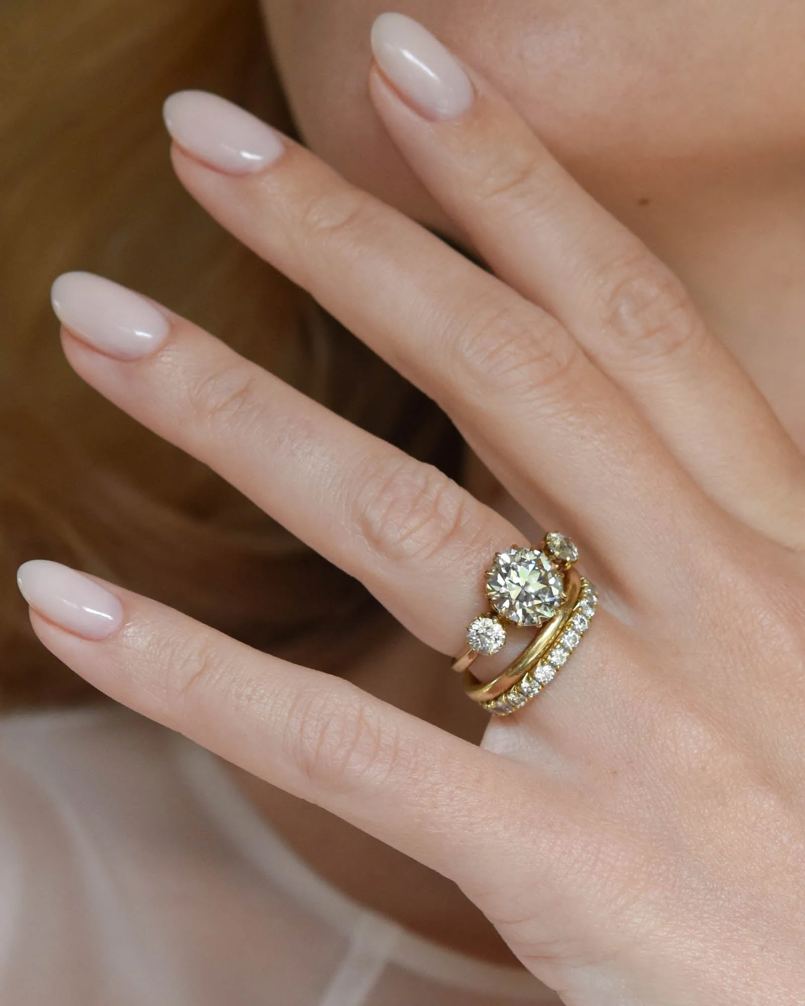 Victorian 3.04 Carat Three Stone Antique Old European Diamond Gold Engagement Ring - Image 6