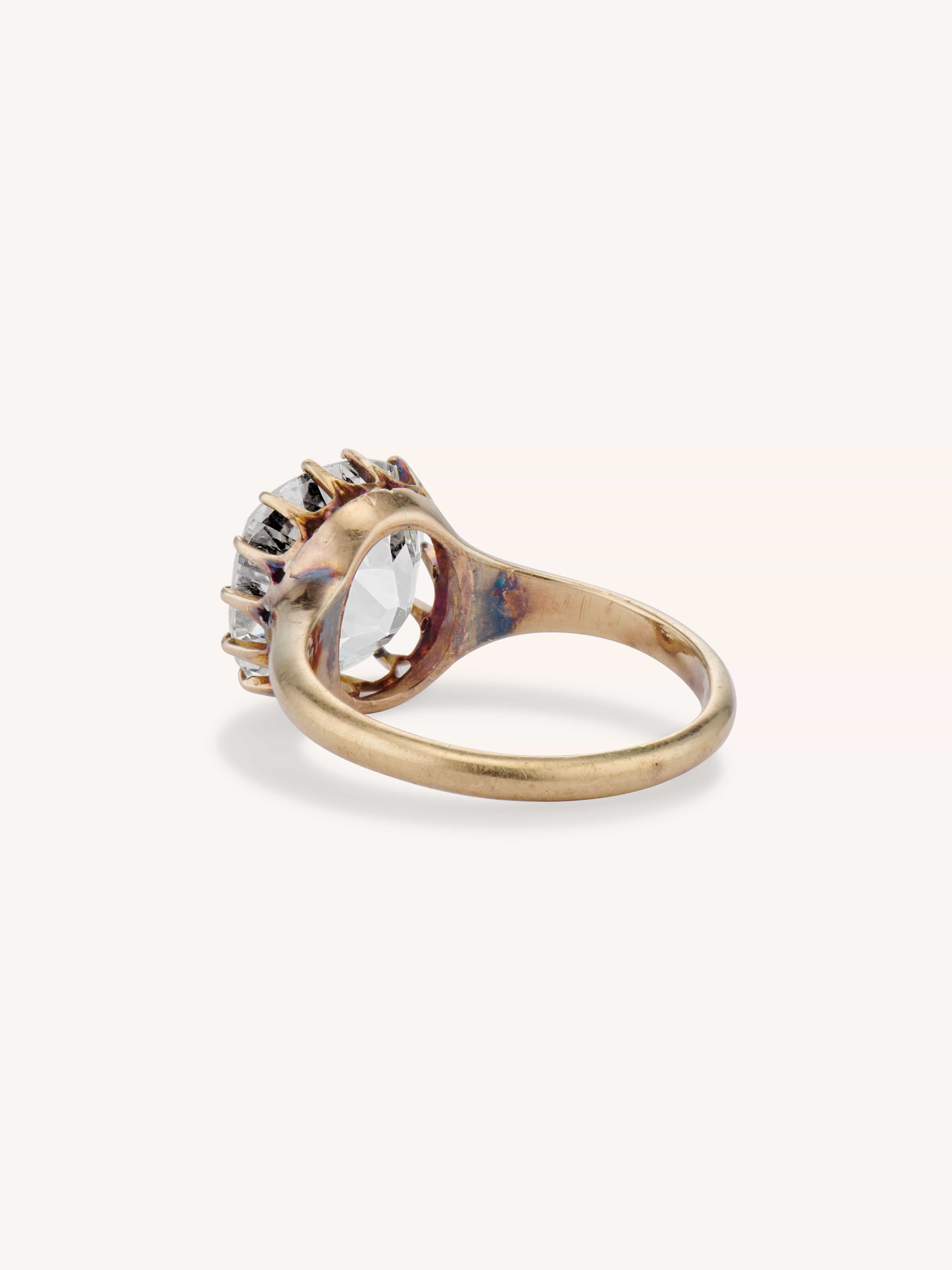 Victorian 3.67 Carat Old Mine Cut Diamond Gold Solitaire Antique Engagement Ring - Image 5
